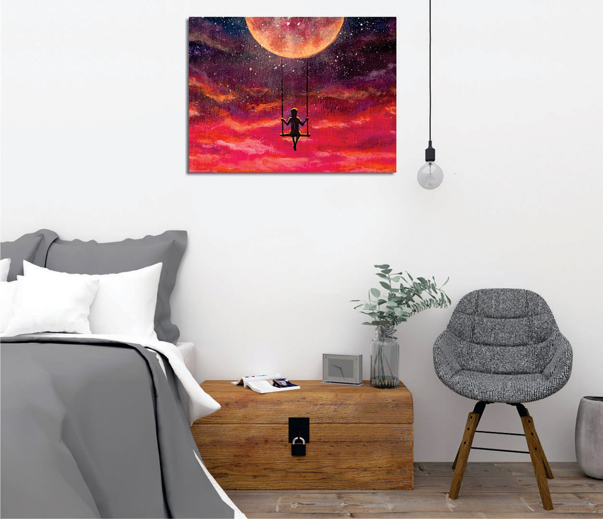 Quadro Decorativo em Tela com Moldura de Madeira - Impressão Digital Multicolor 30x40cm