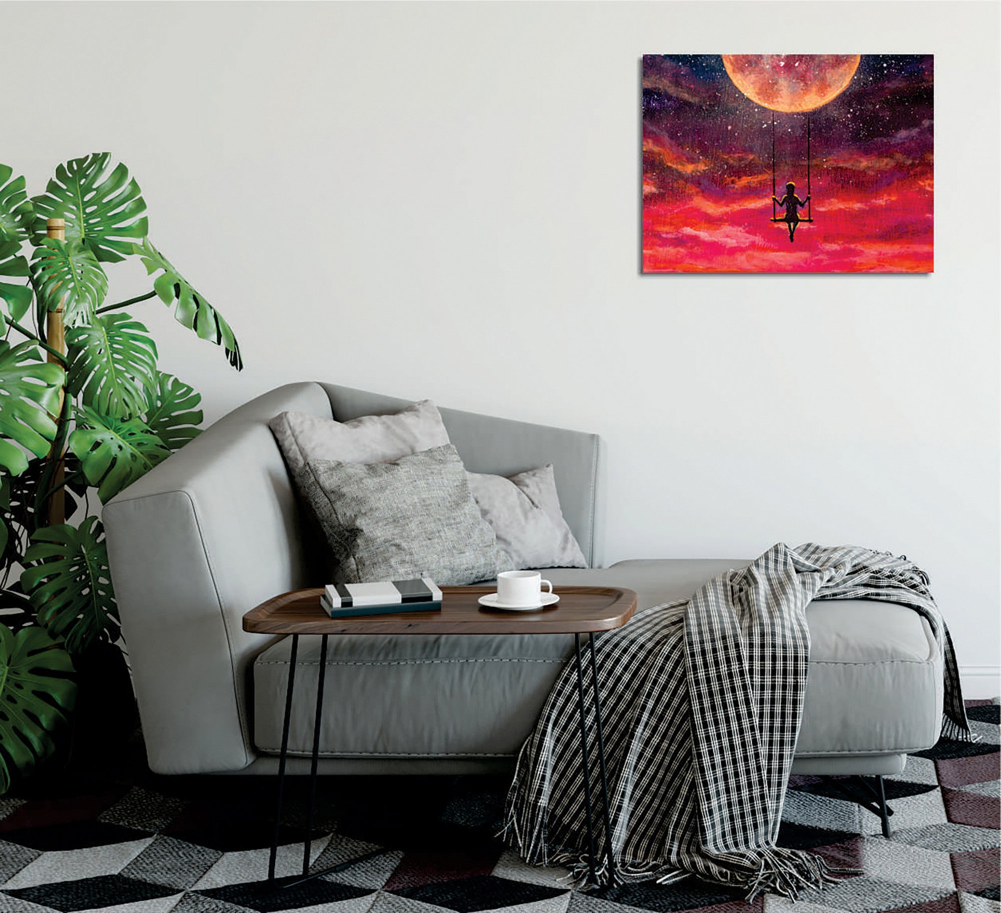 Quadro Decorativo em Tela com Moldura de Madeira - Impressão Digital Multicolor 30x40cm