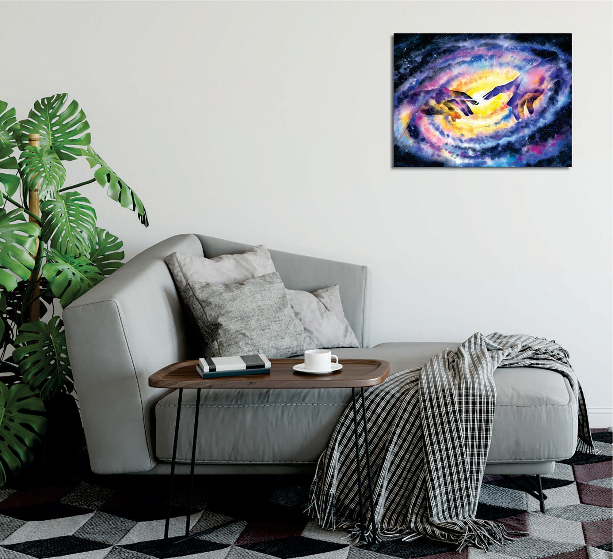 Quadro Decorativo em Tela com Moldura de Madeira - Impressão Digital Multicolor 30x40cm