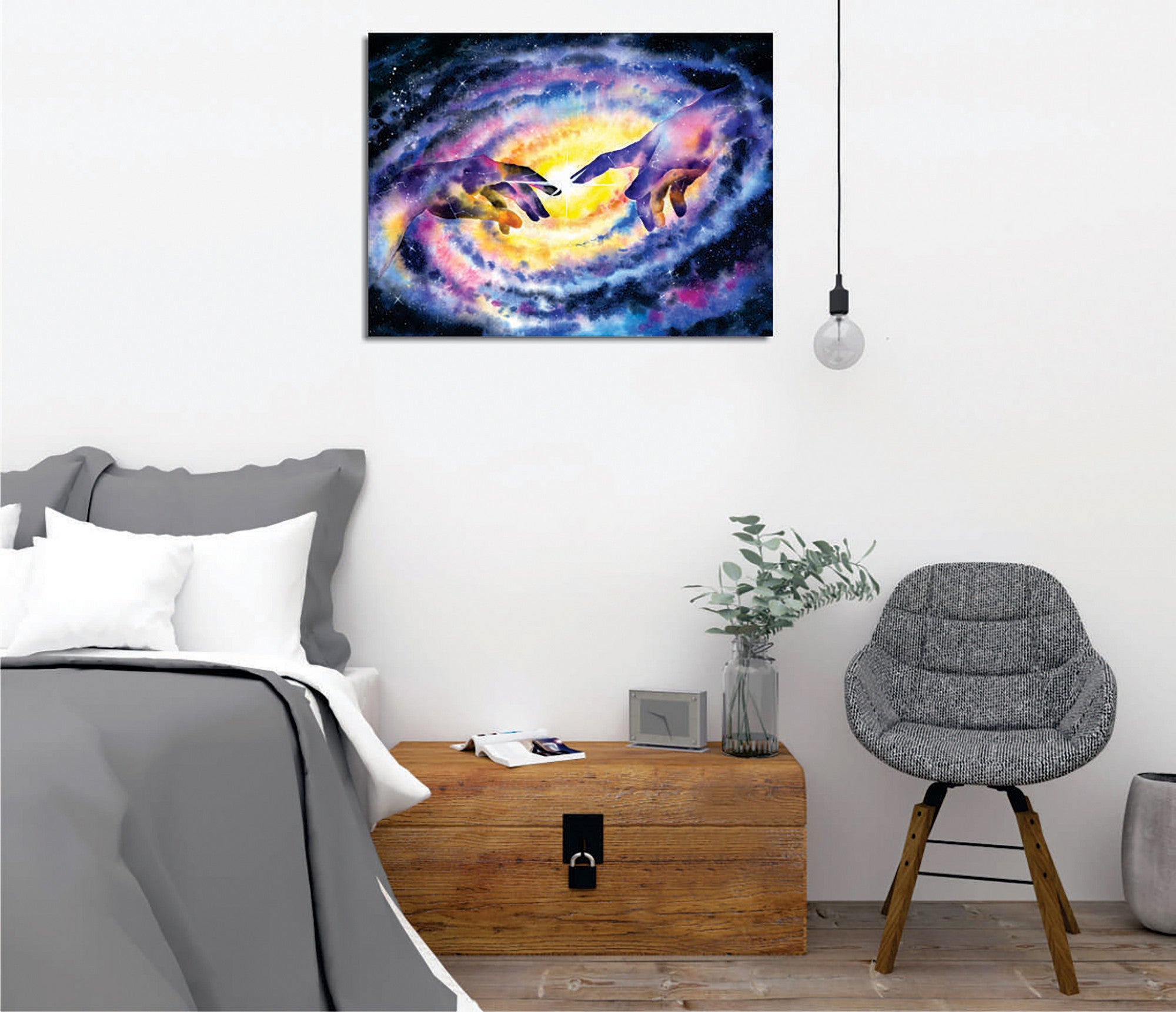 Quadro Decorativo em Tela com Moldura de Madeira - Impressão Digital Multicolor 30x40cm