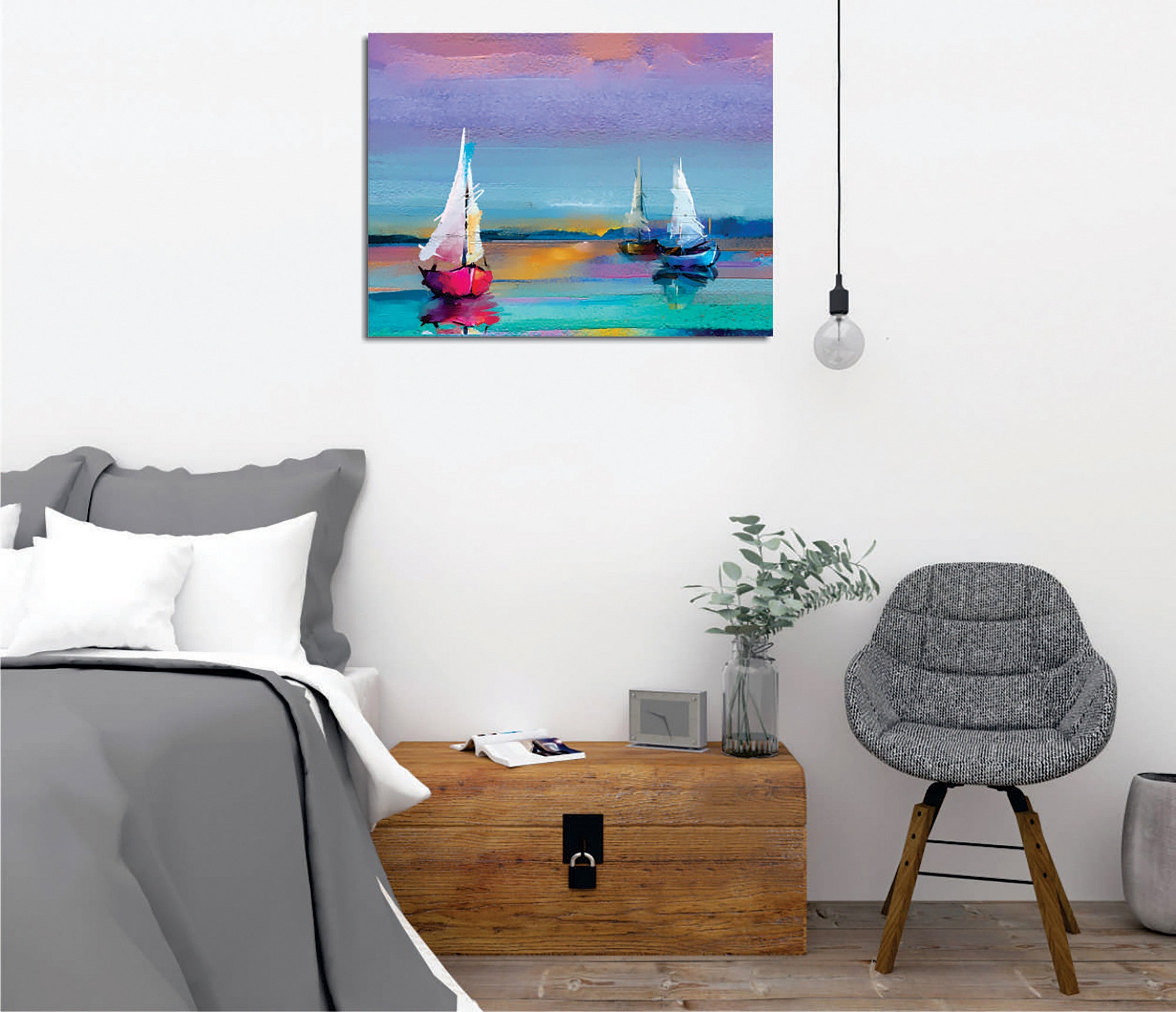 Quadro Decorativo em Tela com Moldura de Madeira - Impressão Digital Multicolor 30x40cm