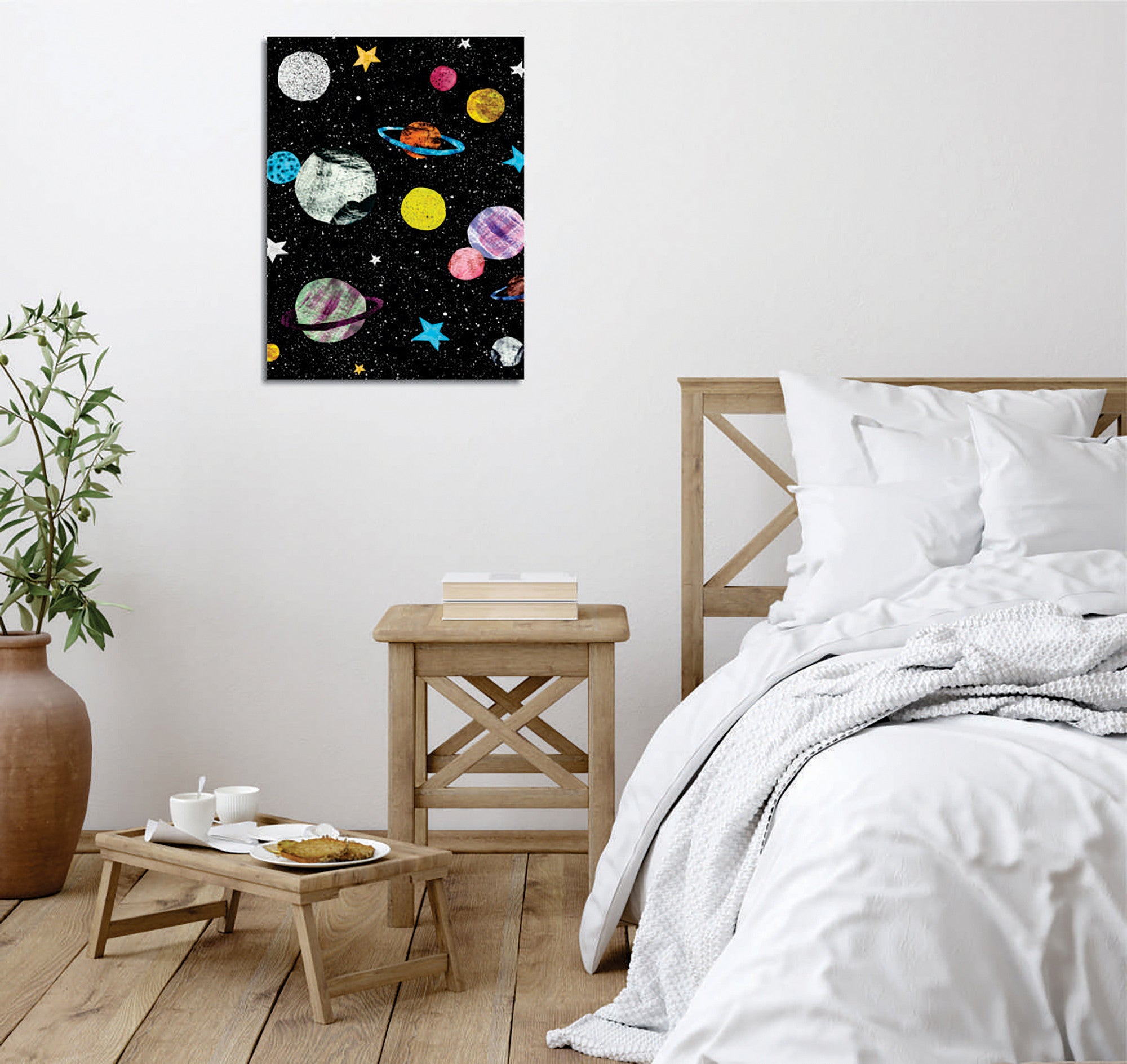 Quadro Decorativo em Tela com Moldura de Madeira - Impressão Digital Multicolor 30x40cm