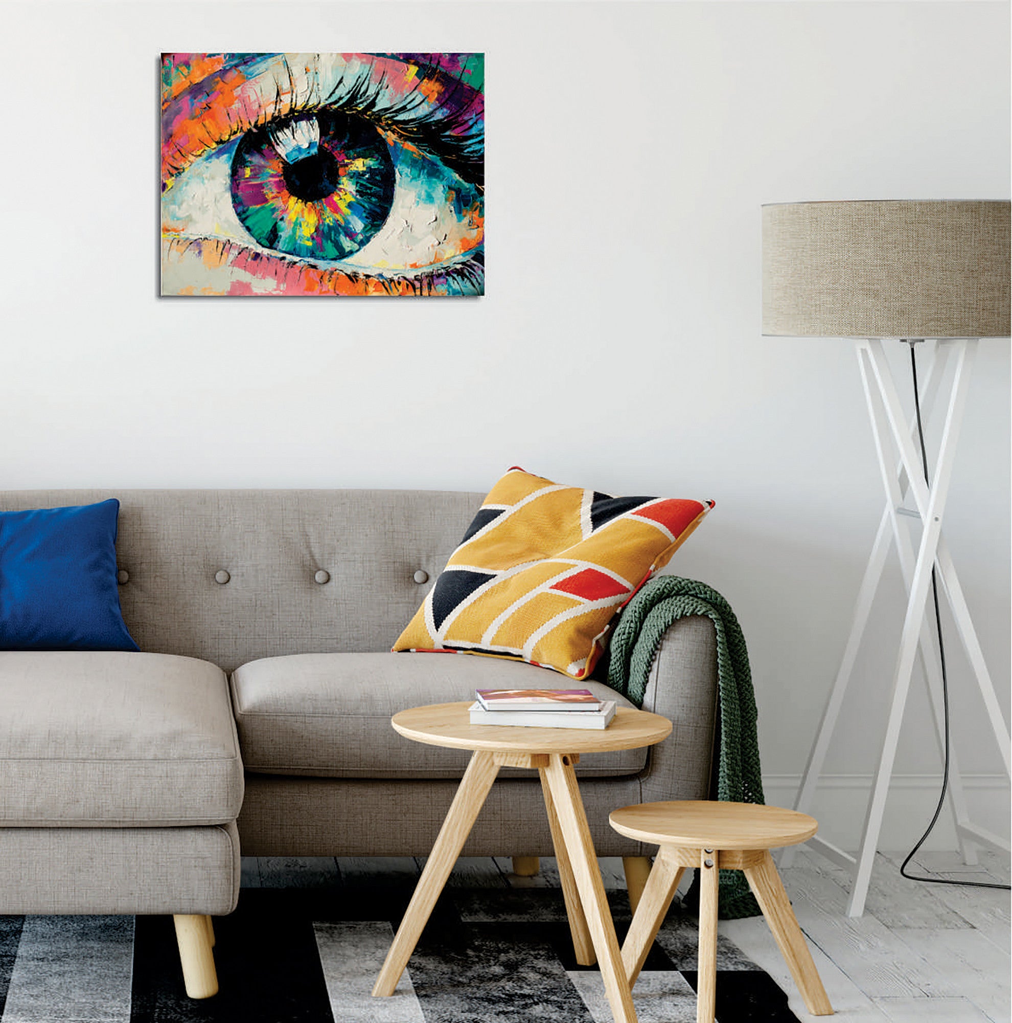 Quadro Decorativo em Tela com Moldura de Madeira - Impressão Digital Multicolor 30x40cm