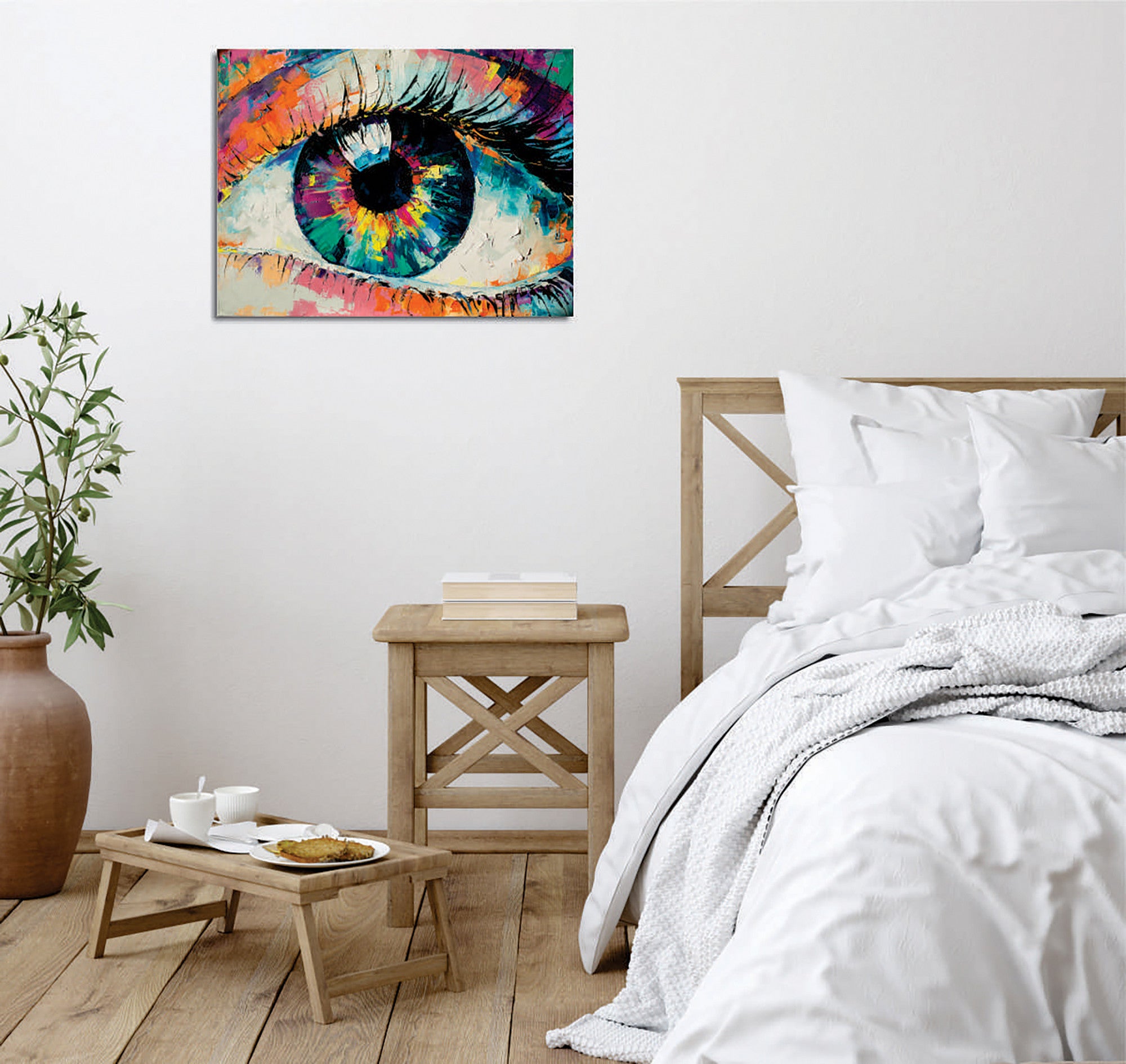 Quadro Decorativo em Tela com Moldura de Madeira - Impressão Digital Multicolor 30x40cm