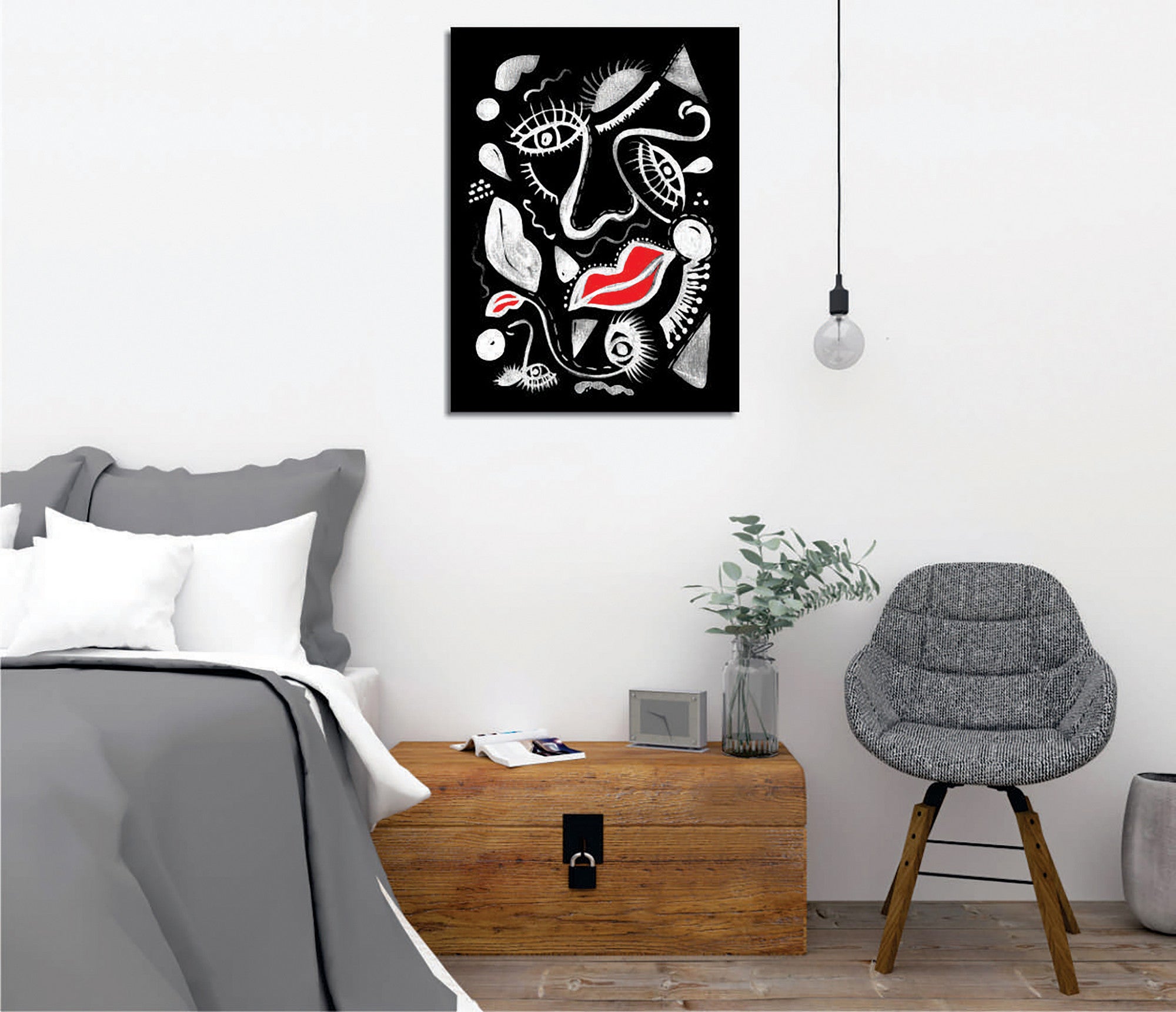 Quadro Decorativo em Tela com Moldura de Madeira - Impressão Digital Multicolor 30x40cm