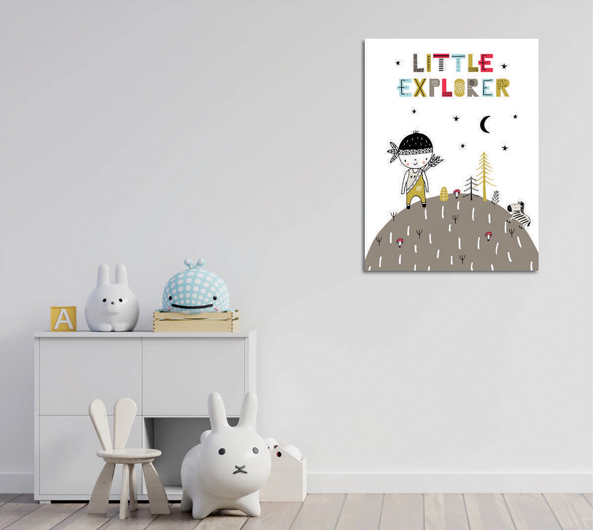 Quadro Decorativo em Tela com Moldura de Madeira - Impressão Digital Multicolor 30x40cm