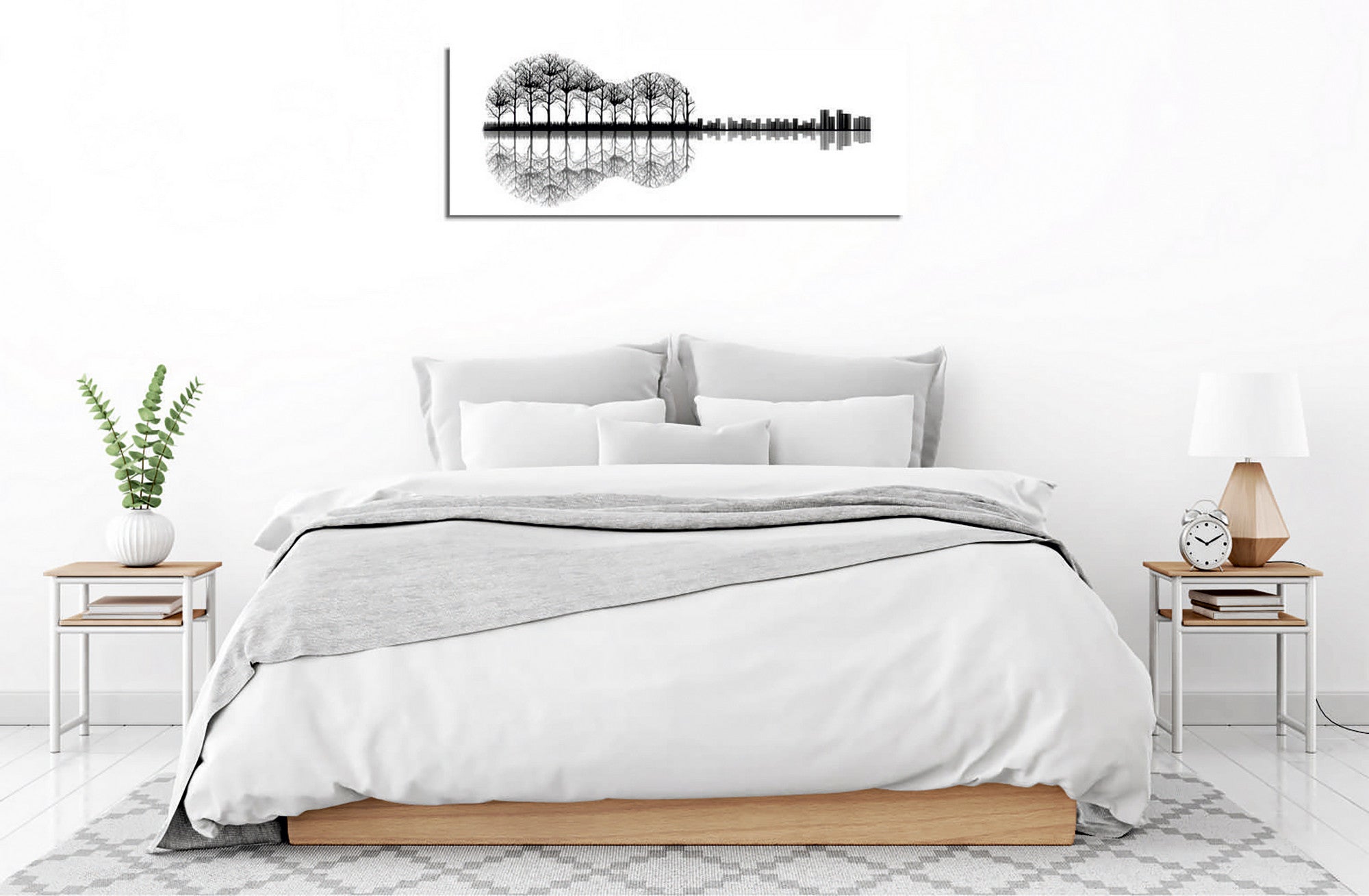 Quadro Decorativo em Tela com Moldura de Madeira - Impressão Digital Multicolor 30x80cm