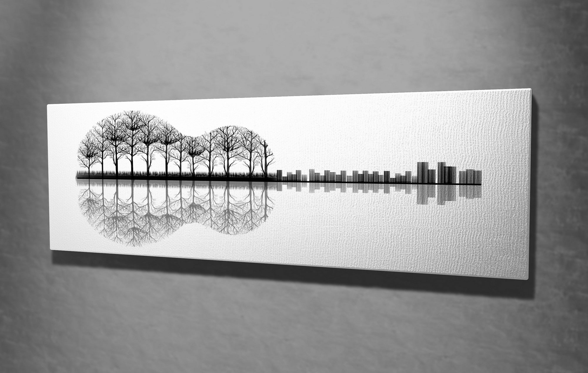 Quadro Decorativo em Tela com Moldura de Madeira - Impressão Digital Multicolor 30x80cm