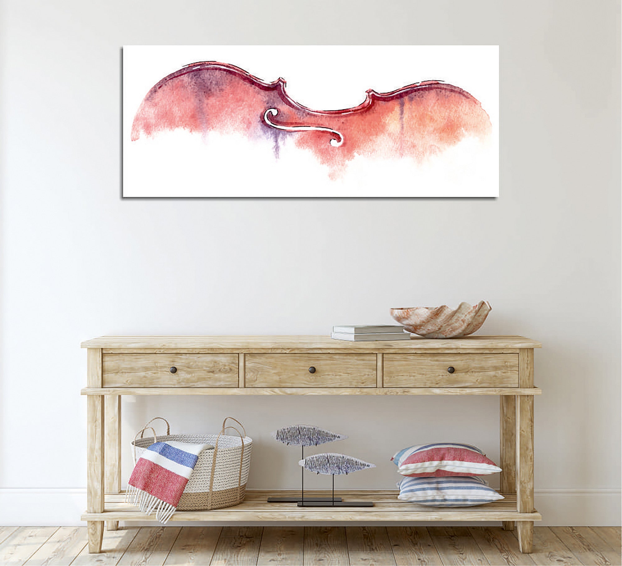 Quadro Decorativo em Tela com Moldura de Madeira - Impressão Digital Multicolor 30x80cm