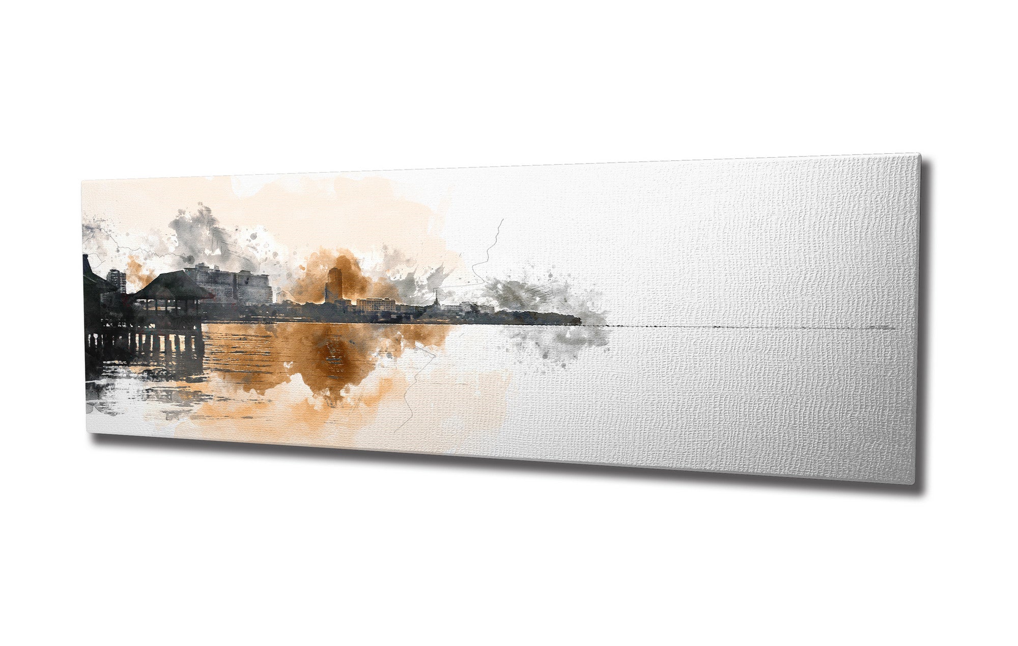 Quadro Decorativo em Tela com Moldura de Madeira - Impressão Digital Multicolor 30x80cm