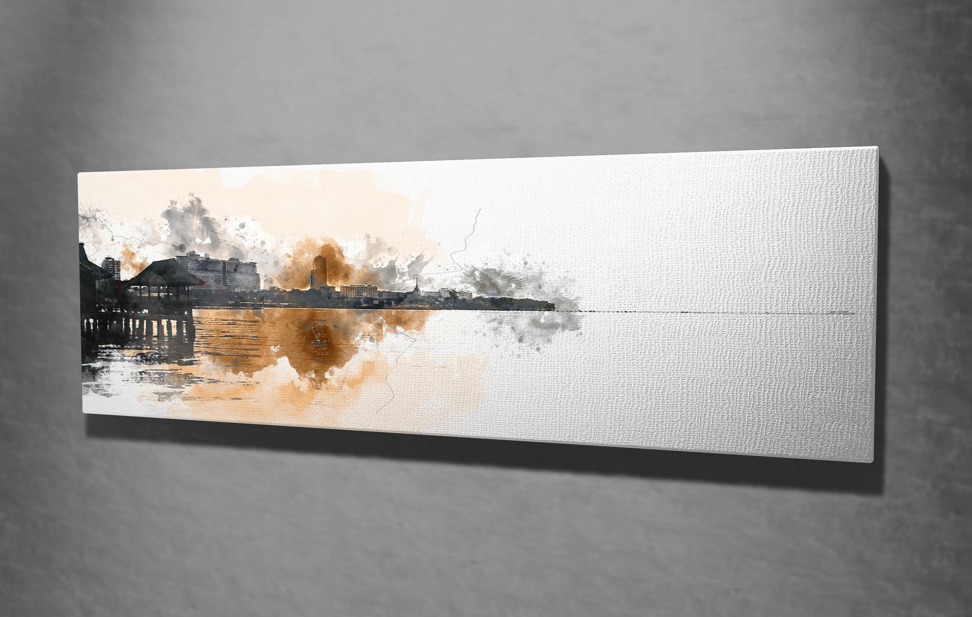 Quadro Decorativo em Tela com Moldura de Madeira - Impressão Digital Multicolor 30x80cm