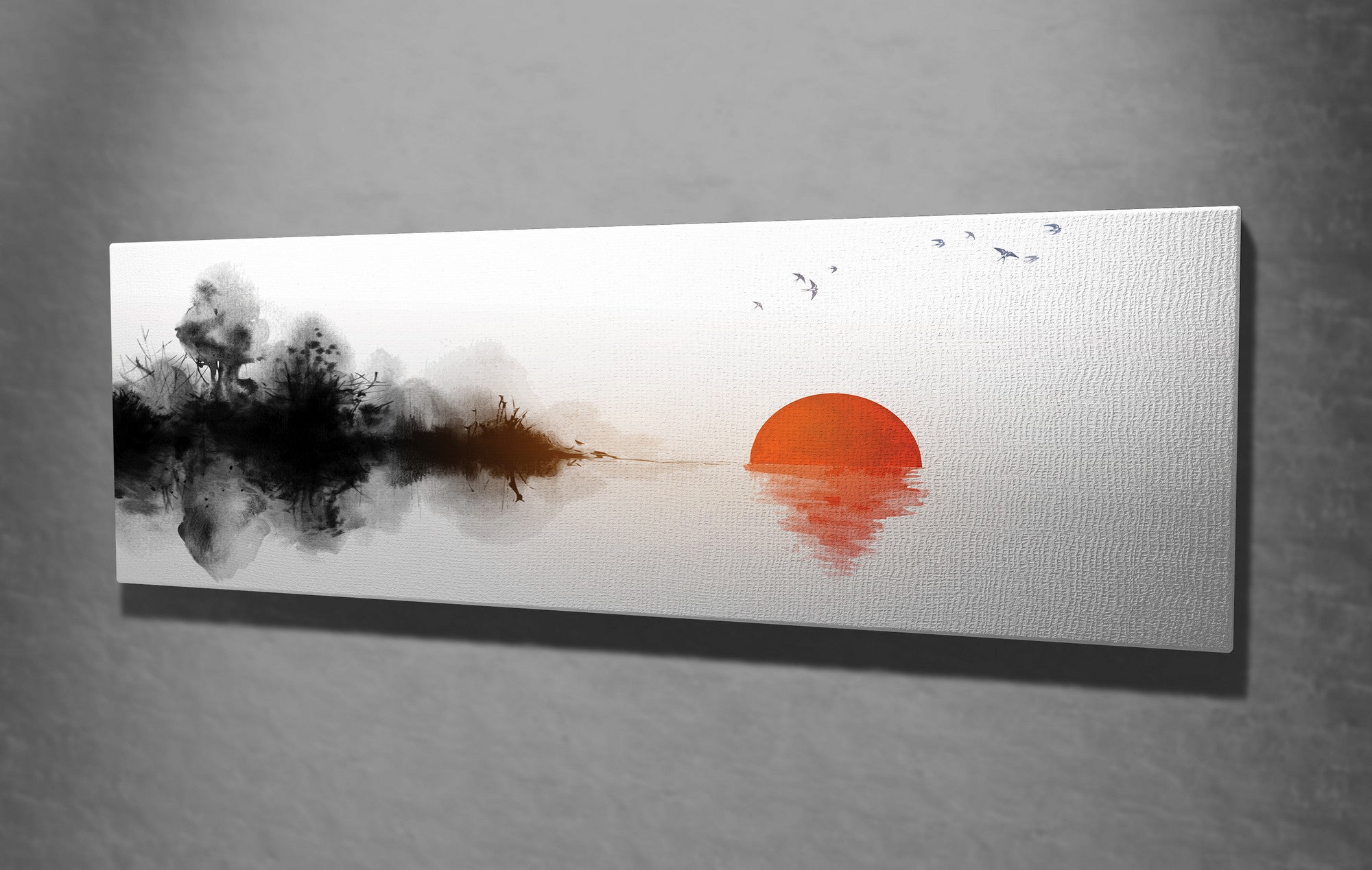 Quadro Decorativo em Tela com Moldura de Madeira - Impressão Digital Multicolor 30x80cm