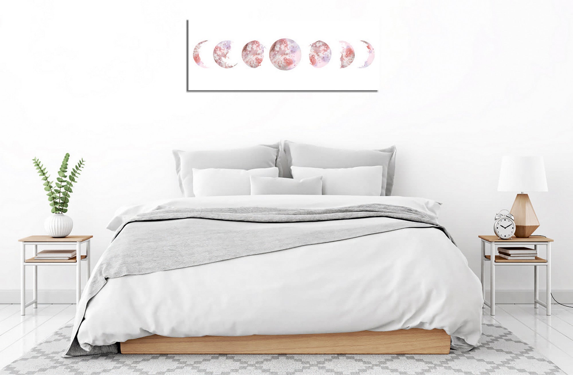 Quadro Decorativo em Tela com Moldura de Madeira - Impressão Digital Multicolor 30x80cm