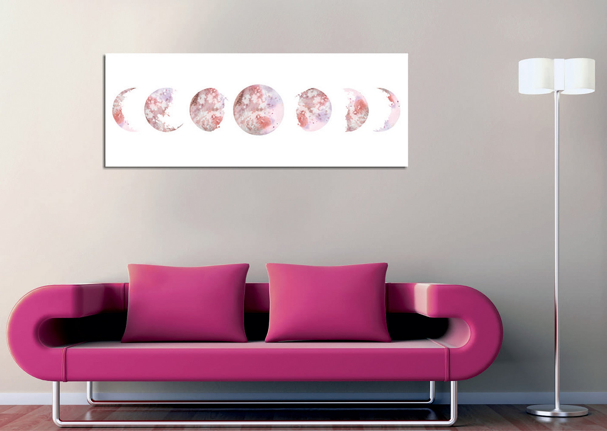 Quadro Decorativo em Tela com Moldura de Madeira - Impressão Digital Multicolor 30x80cm