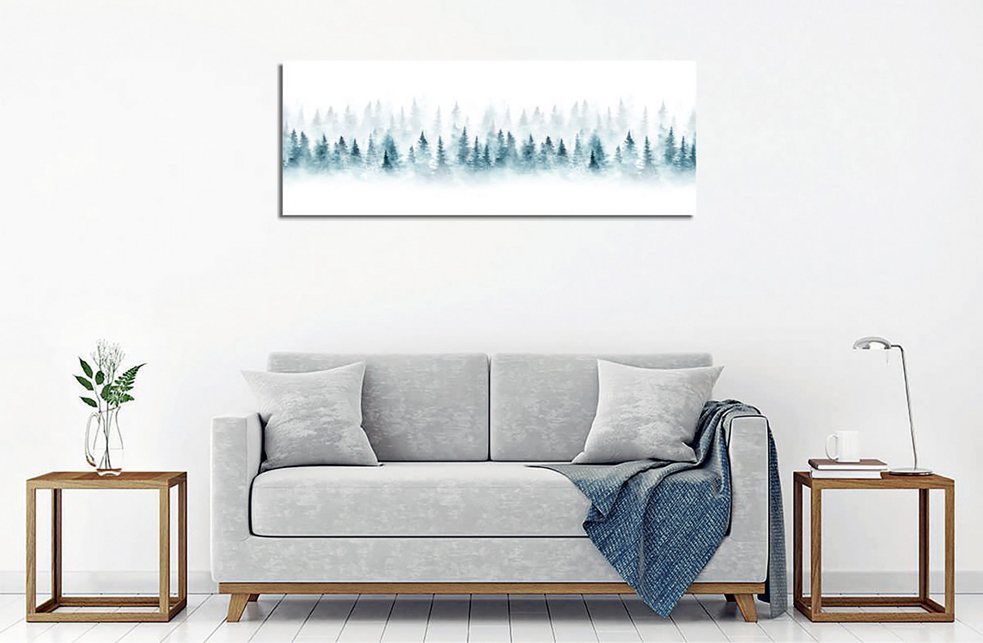 Quadro Decorativo em Tela com Moldura de Madeira - Impressão Digital Multicolor 30x80cm