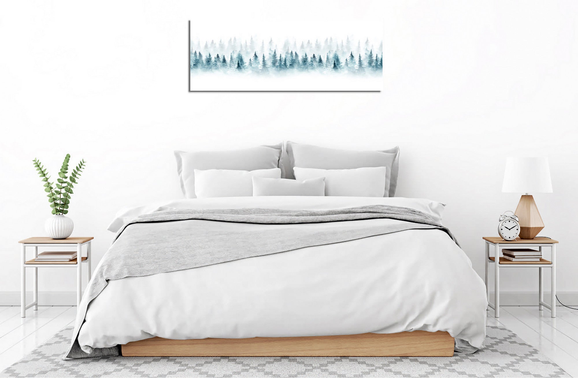 Quadro Decorativo em Tela com Moldura de Madeira - Impressão Digital Multicolor 30x80cm