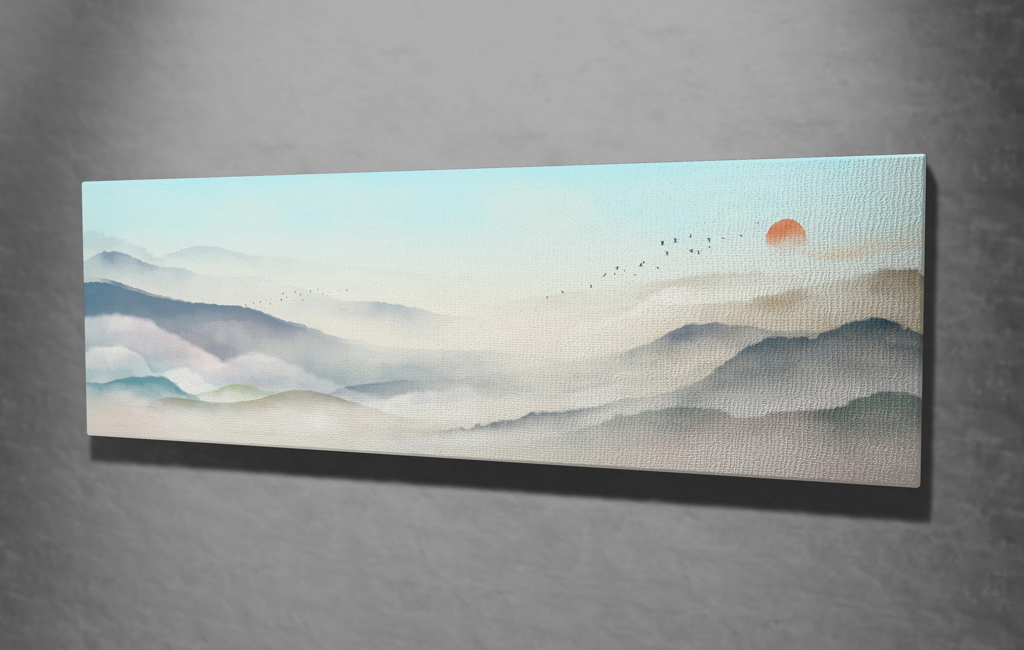 Quadro Decorativo em Tela com Moldura de Madeira - Impressão Digital Multicolor 30x80cm