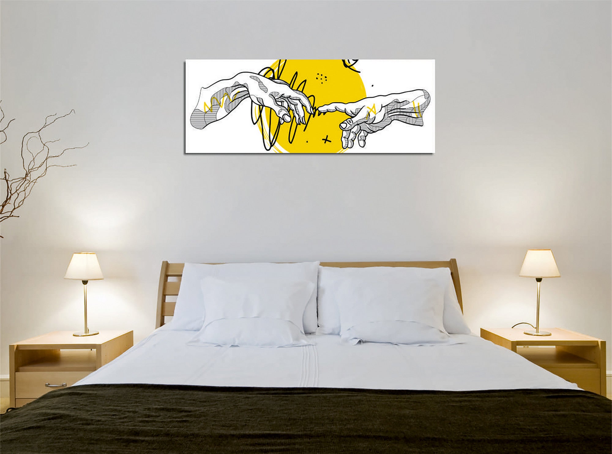 Quadro Decorativo em Tela com Moldura de Madeira - Impressão Digital Multicolor 30x80cm