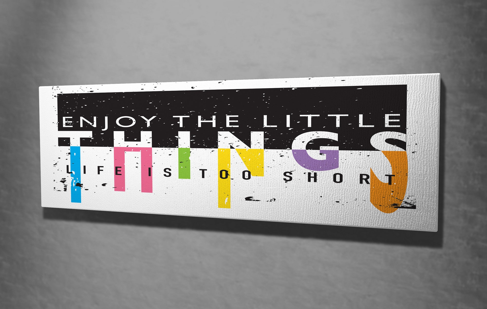 Quadro Decorativo em Tela com Moldura de Madeira - Impressão Digital Multicolor 30x80cm