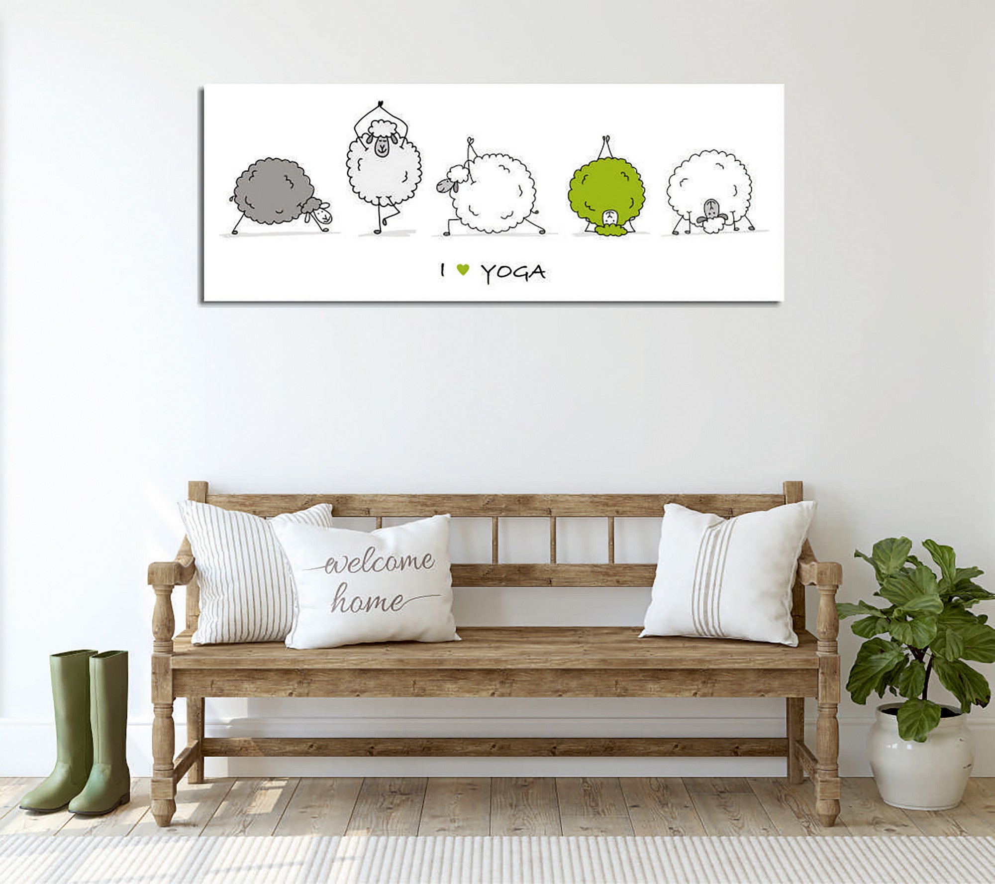 Quadro Decorativo em Tela com Moldura de Madeira - Impressão Digital Multicolor 30x80cm