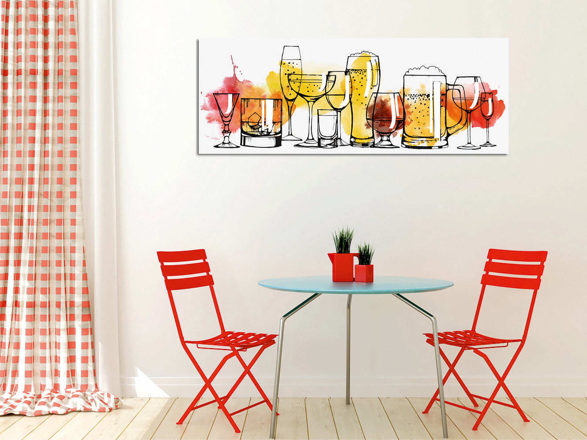 Quadro Decorativo em Tela com Moldura de Madeira - Impressão Digital Multicolor 30x80cm