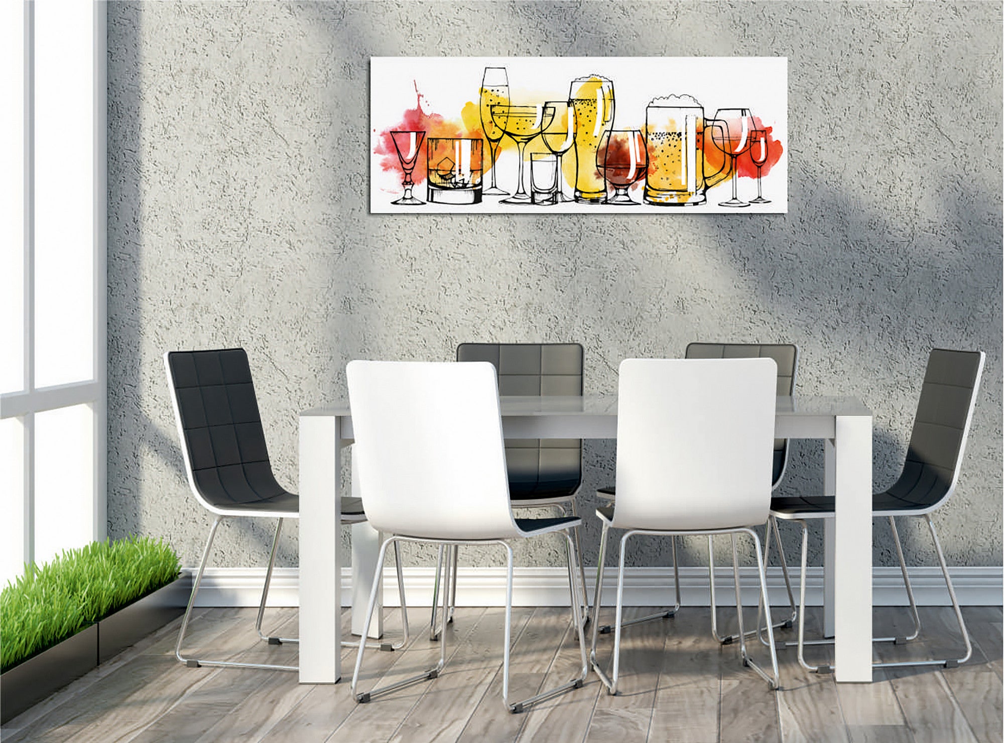 Quadro Decorativo em Tela com Moldura de Madeira - Impressão Digital Multicolor 30x80cm