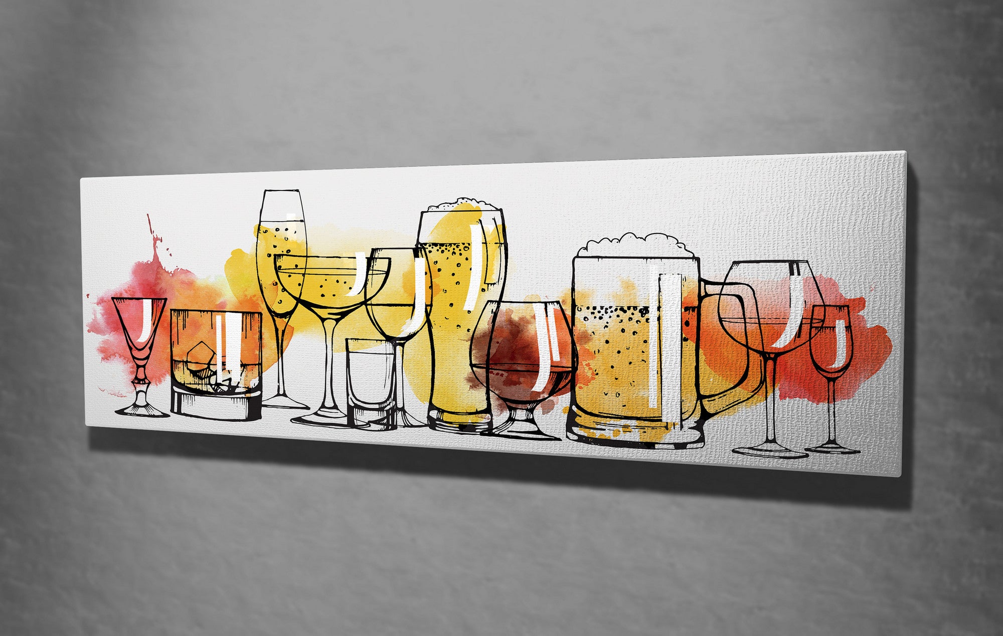 Quadro Decorativo em Tela com Moldura de Madeira - Impressão Digital Multicolor 30x80cm