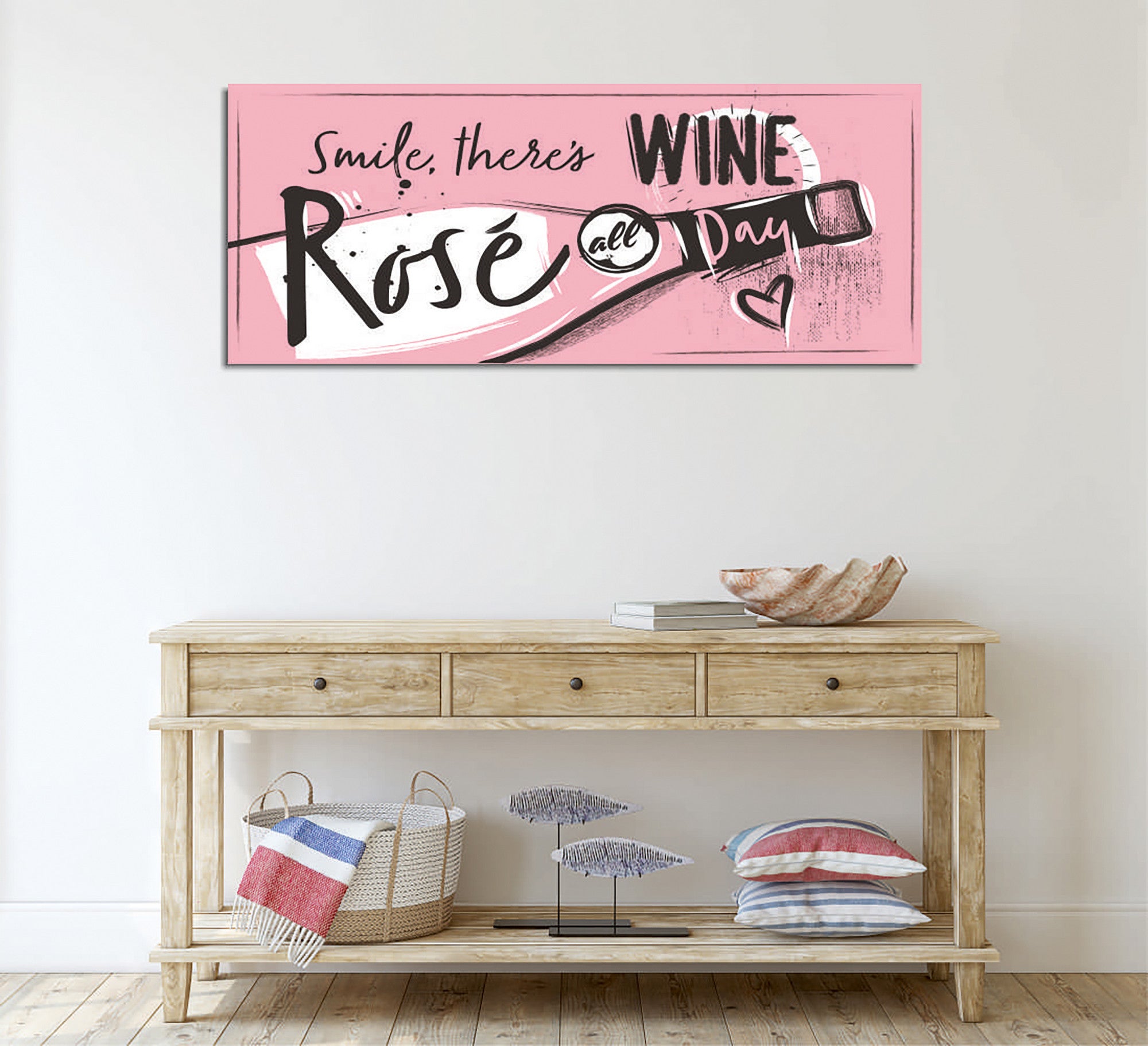 Quadro Decorativo em Tela com Moldura de Madeira - Impressão Digital Multicolor 30x80cm