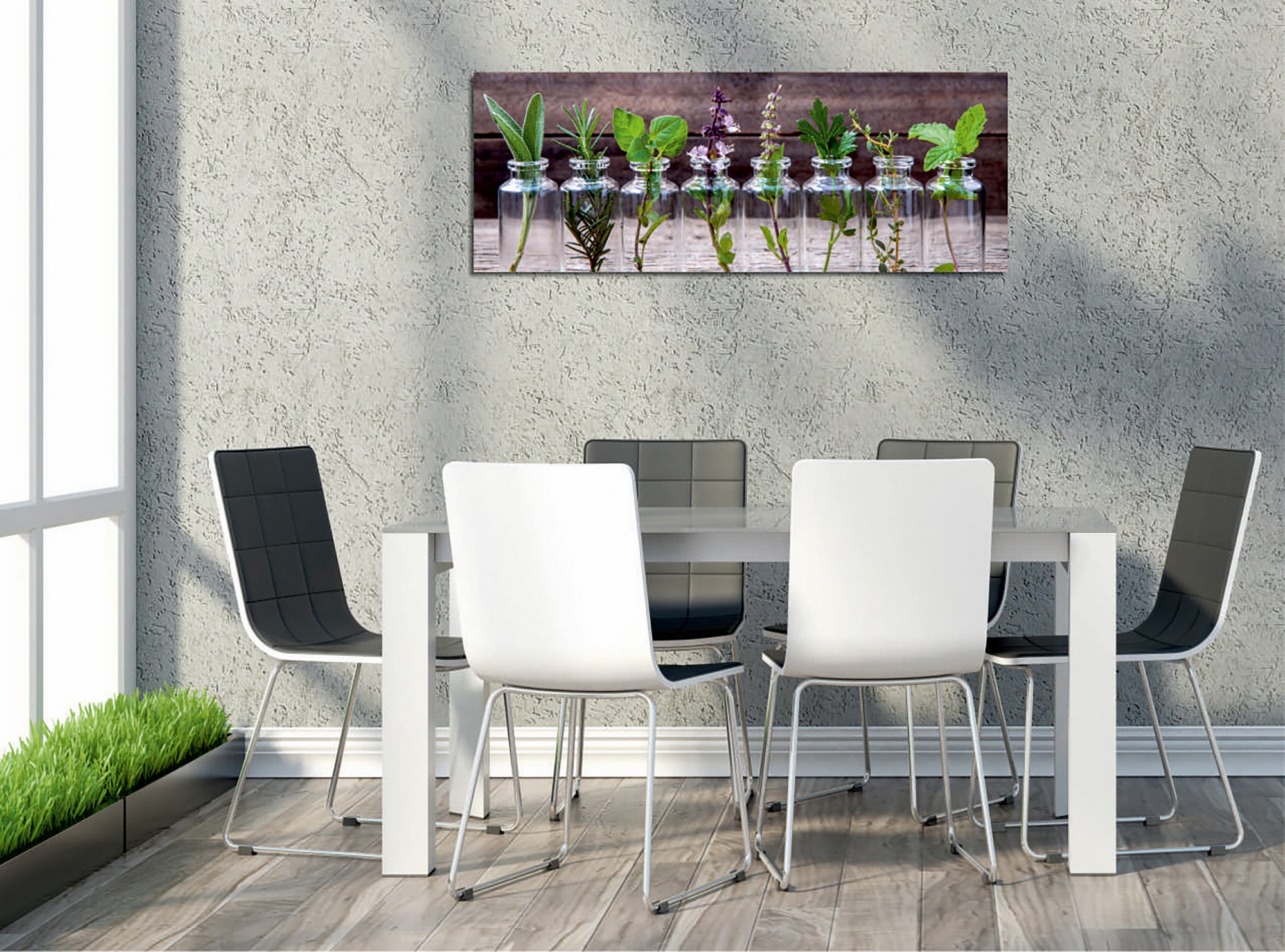Quadro Decorativo em Tela com Moldura de Madeira - Impressão Digital Multicolor 30x80cm
