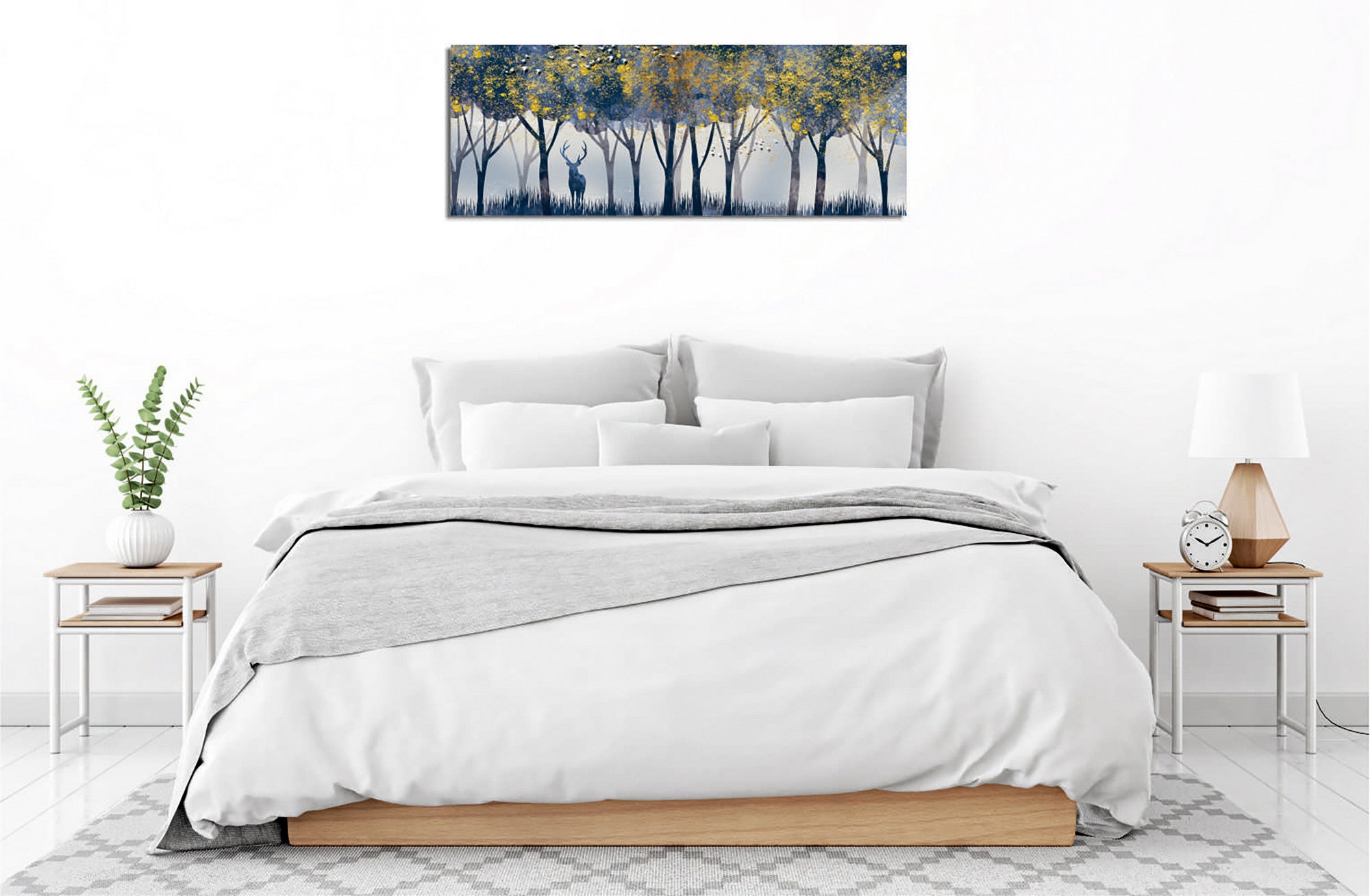 Quadro Decorativo em Tela com Moldura de Madeira - Impressão Digital Multicolor 30x80cm