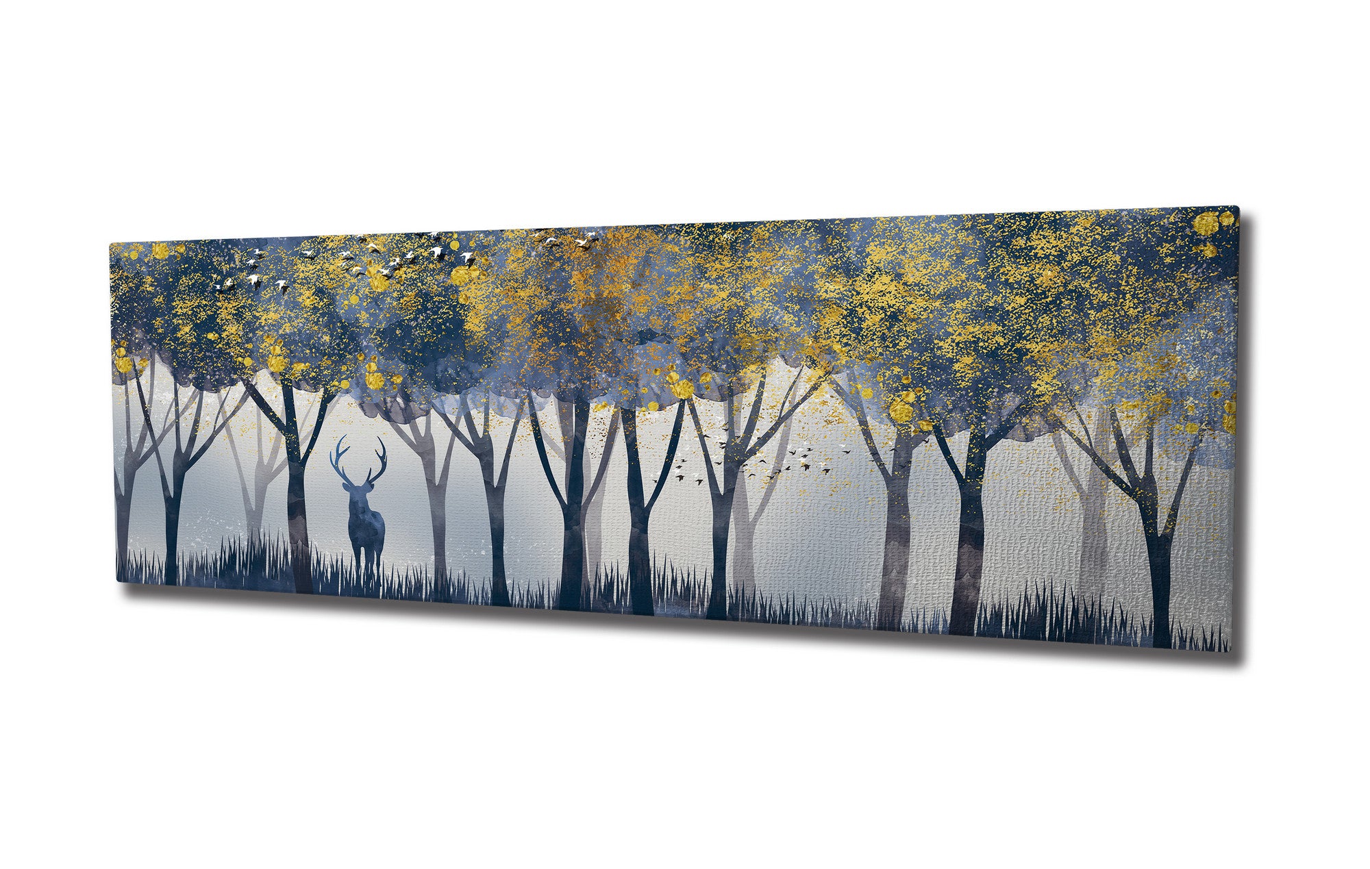 Quadro Decorativo em Tela com Moldura de Madeira - Impressão Digital Multicolor 30x80cm