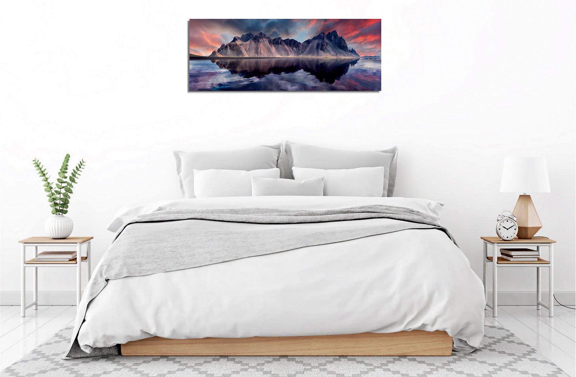 Quadro Decorativo em Tela com Moldura de Madeira - Impressão Digital Multicolor 30x80cm