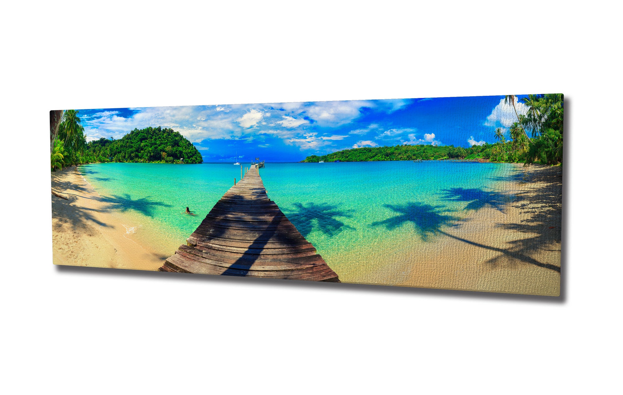 Quadro Decorativo em Tela com Moldura de Madeira - Impressão Digital Multicolor 30x80cm