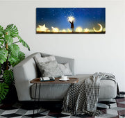 Quadro Decorativo em Tela com Moldura de Madeira - Impressão Digital Multicolor 30x80cm