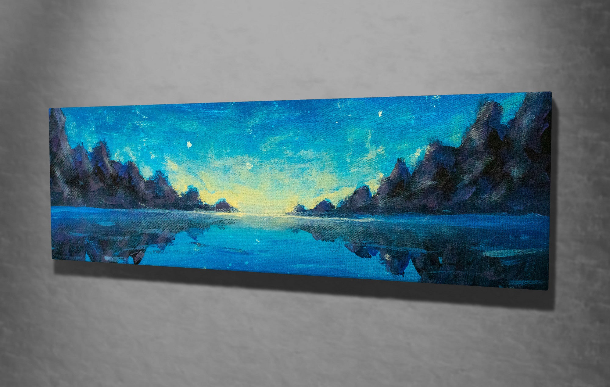 Quadro Decorativo em Tela com Moldura de Madeira - Impressão Digital Multicolor 30x80cm