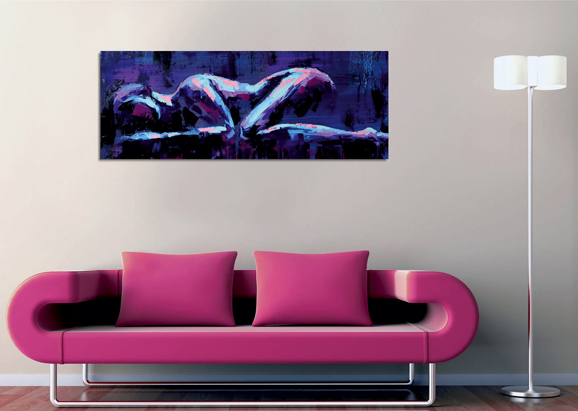 Quadro Decorativo em Tela com Moldura de Madeira - Impressão Digital Multicolor 30x80cm
