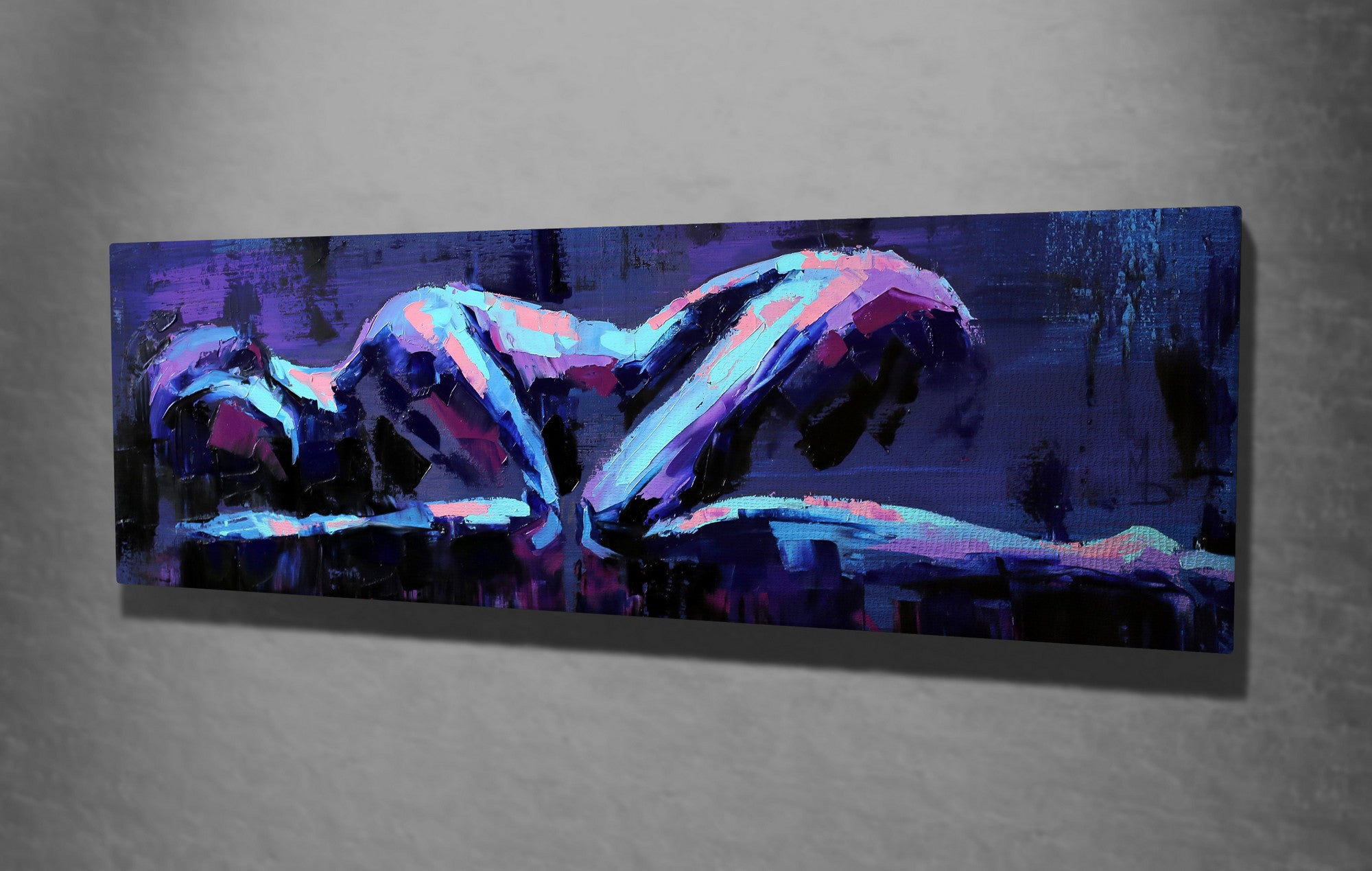 Quadro Decorativo em Tela com Moldura de Madeira - Impressão Digital Multicolor 30x80cm