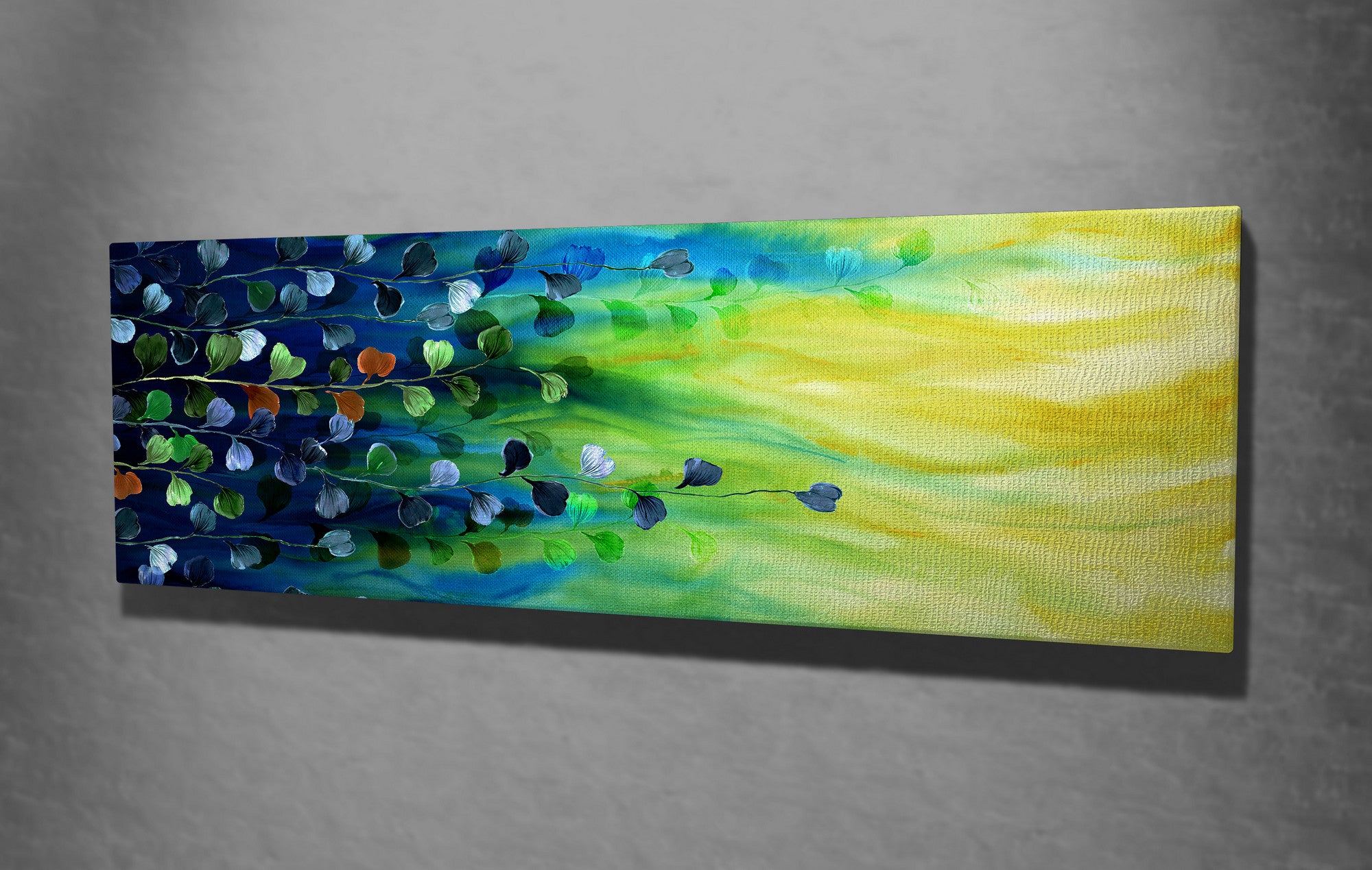 Quadro Decorativo em Tela com Moldura de Madeira - Impressão Digital Multicolor 30x80cm