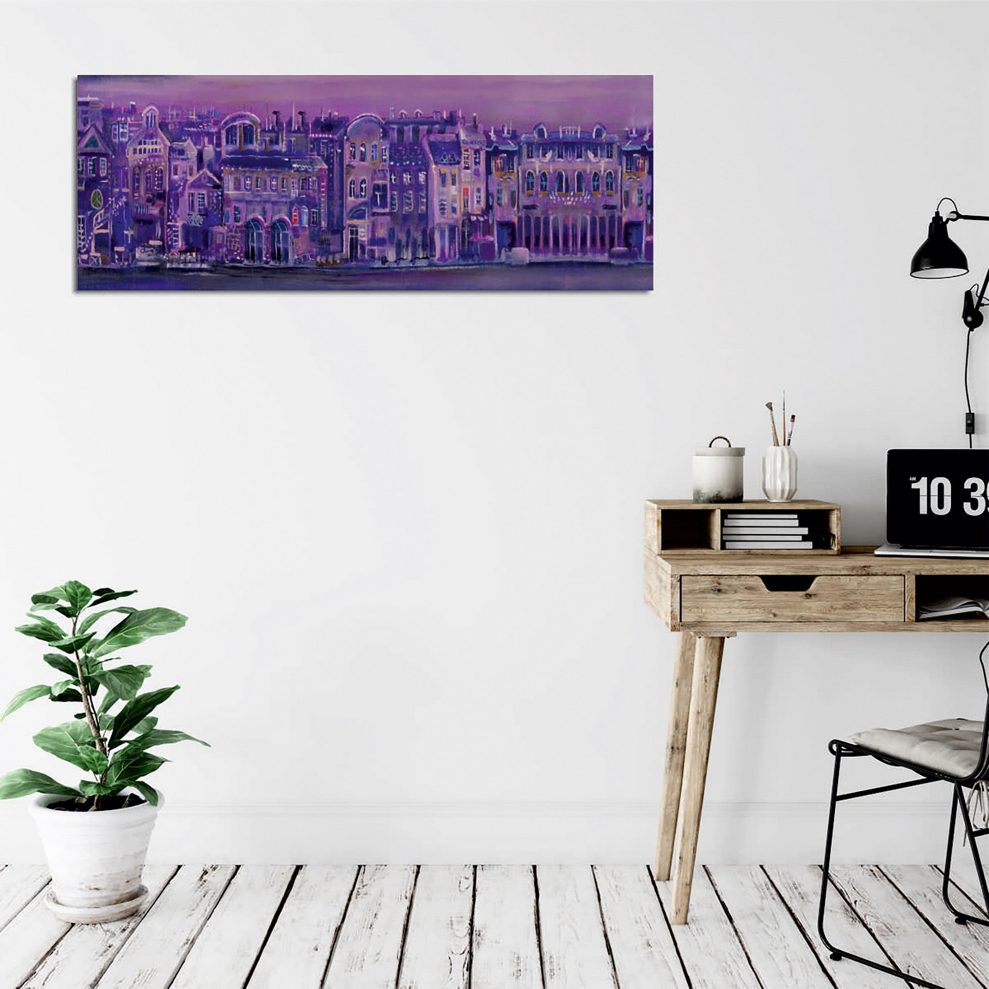 Quadro Decorativo em Tela com Moldura de Madeira - Impressão Digital Multicolor 30x80cm