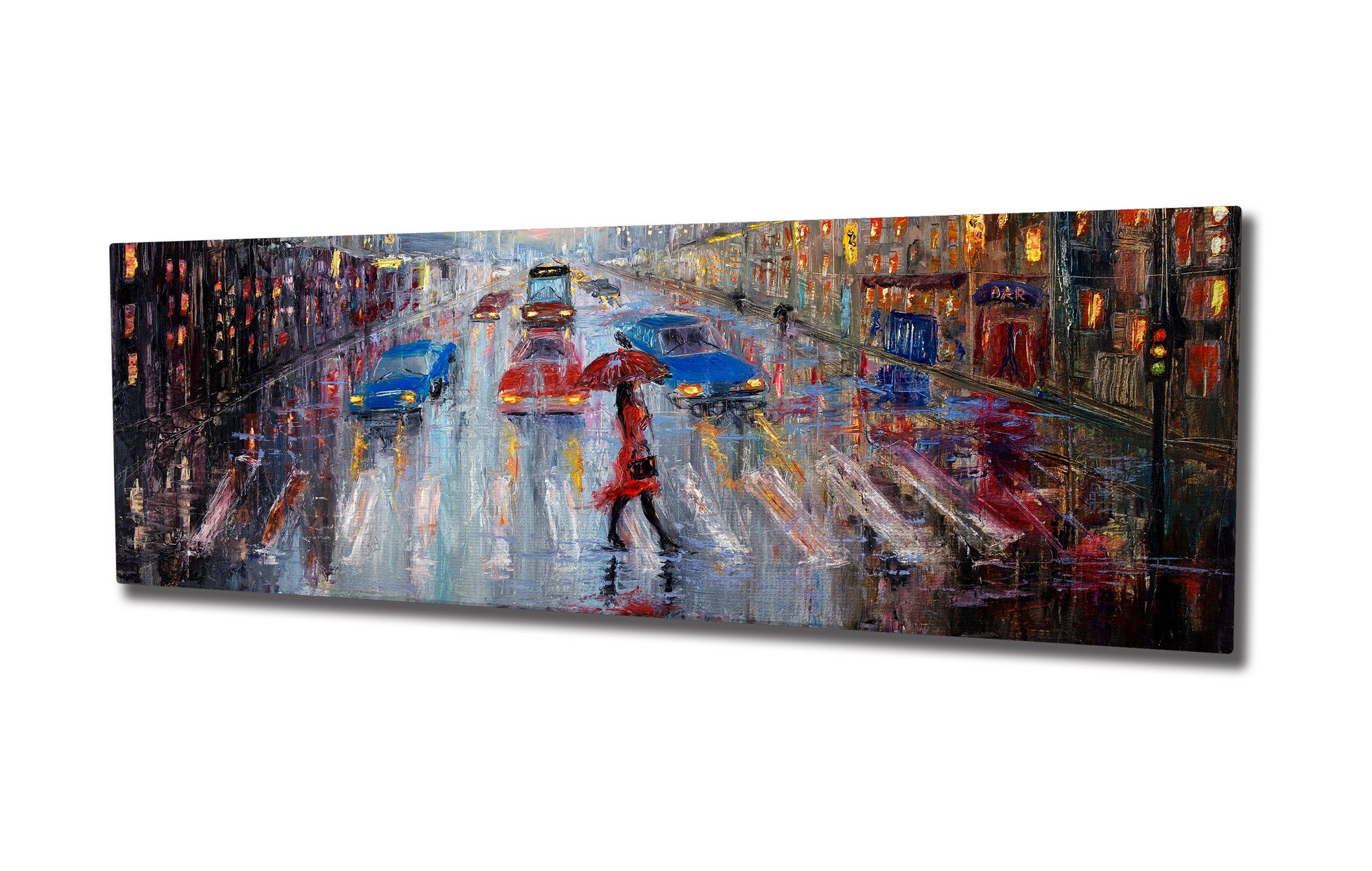 Quadro Decorativo em Tela com Moldura de Madeira - Impressão Digital Multicolor 30x80cm