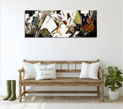 Quadro Decorativo em Tela com Moldura de Madeira - Impressão Digital Multicolor 30x80cm