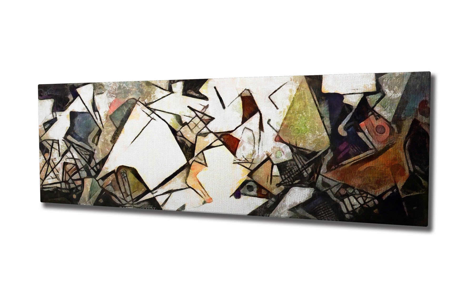 Quadro Decorativo em Tela com Moldura de Madeira - Impressão Digital Multicolor 30x80cm