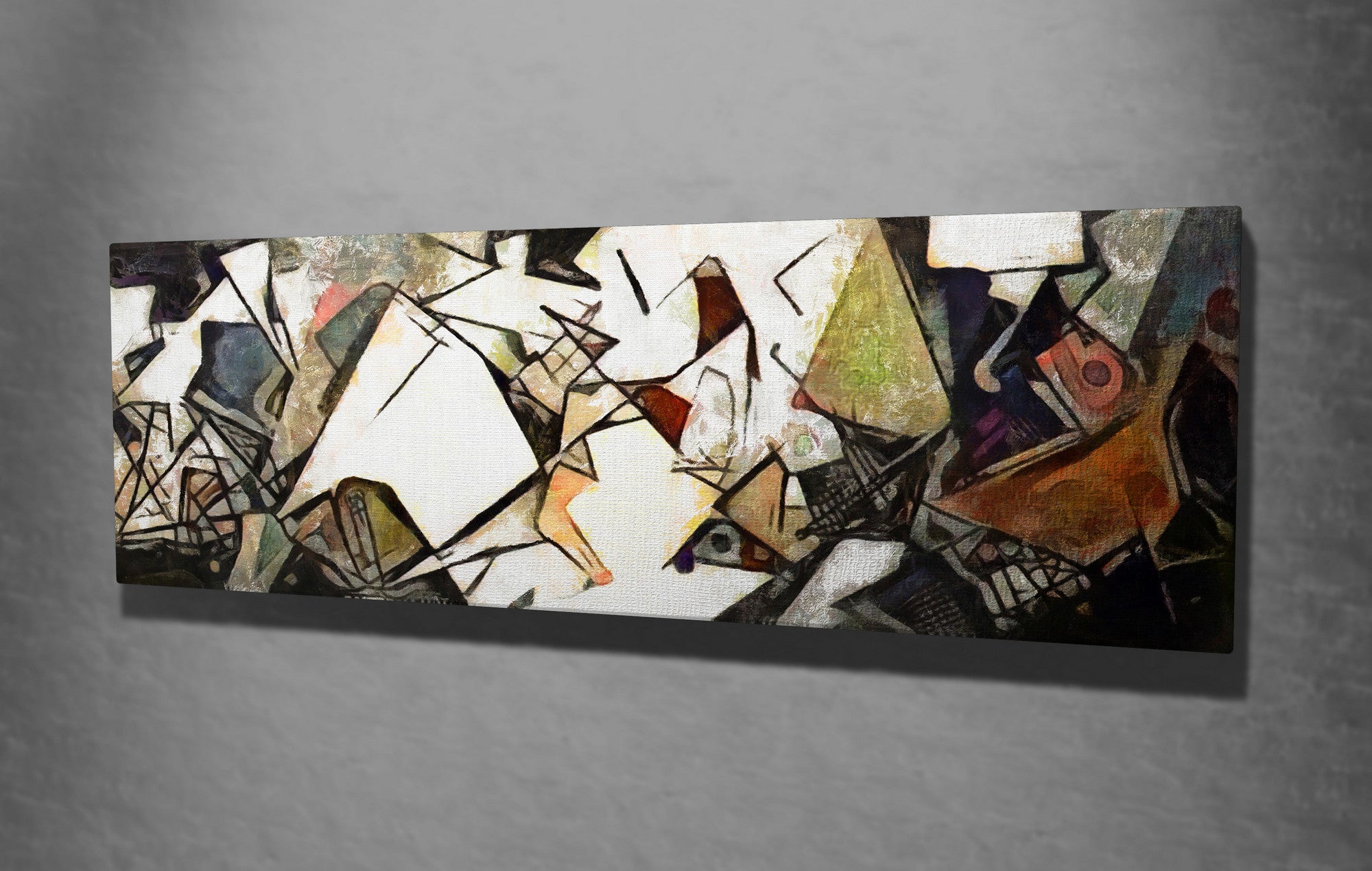 Quadro Decorativo em Tela com Moldura de Madeira - Impressão Digital Multicolor 30x80cm