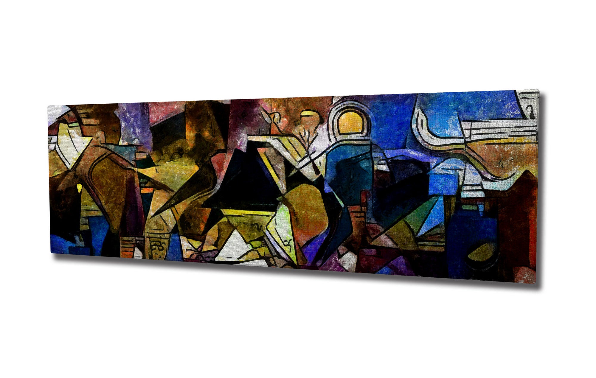 Quadro Decorativo em Tela com Moldura de Madeira - Impressão Digital Multicolor 30x80cm