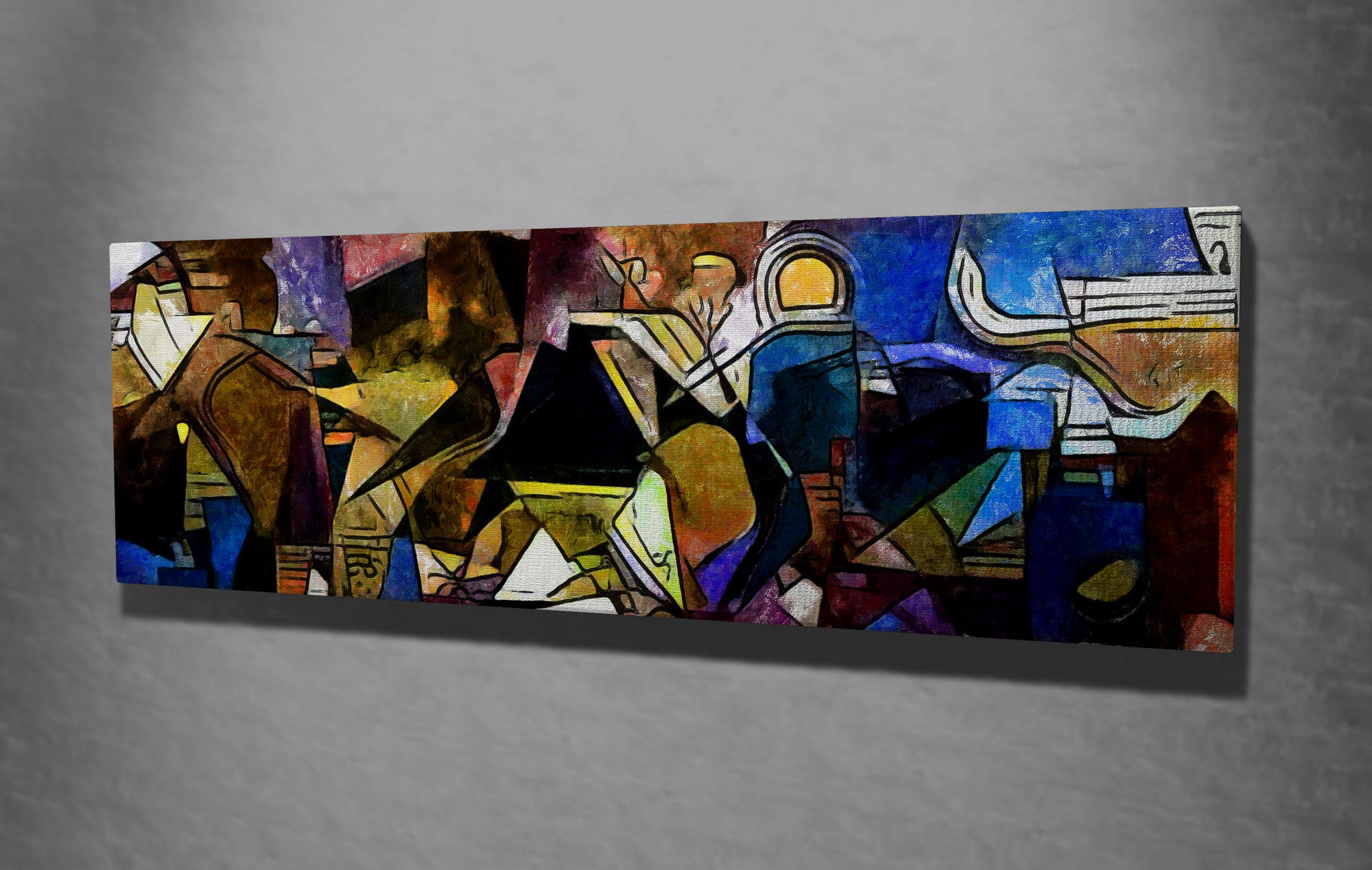 Quadro Decorativo em Tela com Moldura de Madeira - Impressão Digital Multicolor 30x80cm