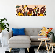 Quadro Decorativo em Tela com Moldura de Madeira - Impressão Digital Multicolor 30x80cm