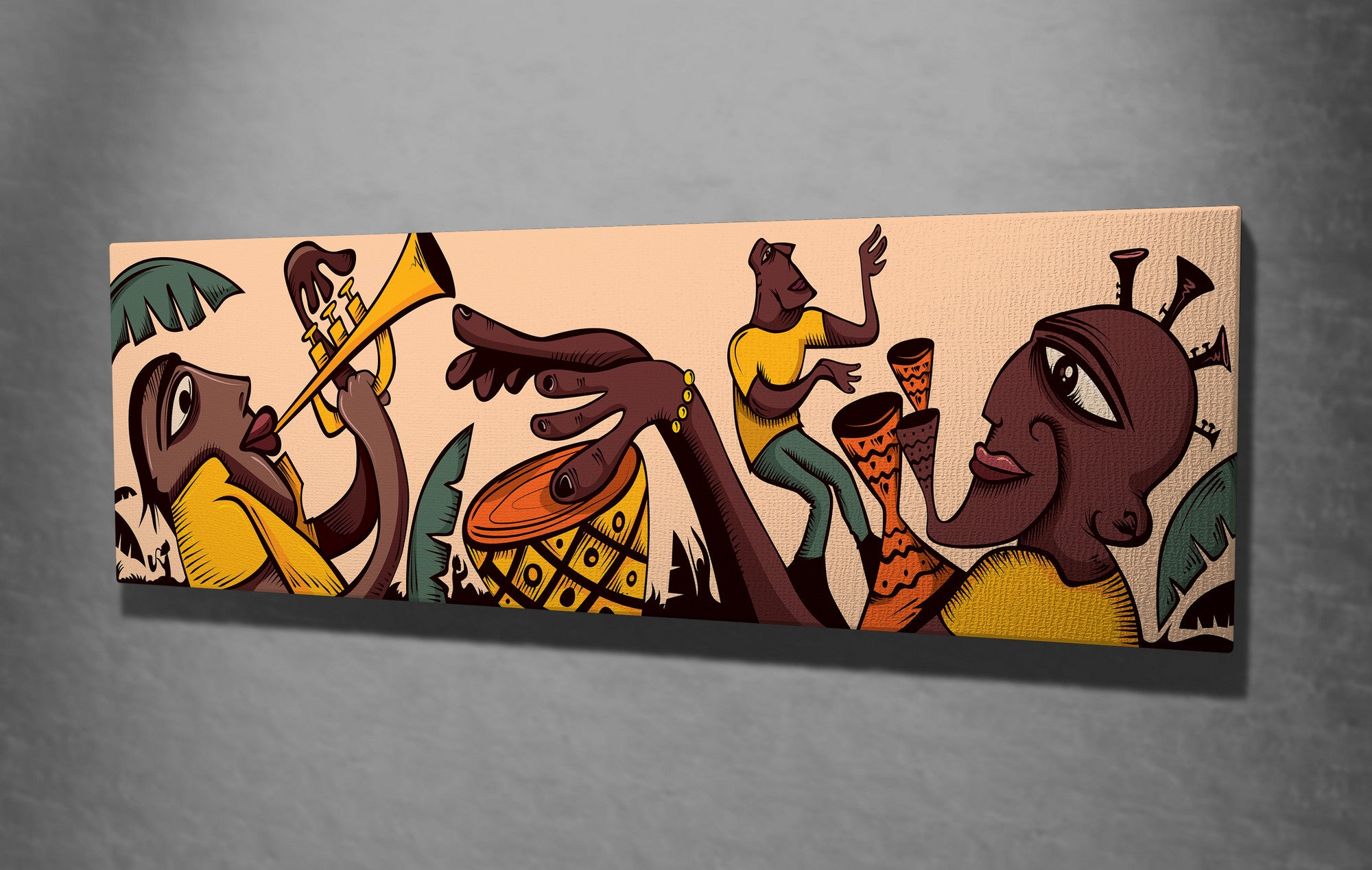 Quadro Decorativo em Tela com Moldura de Madeira - Impressão Digital Multicolor 30x80cm