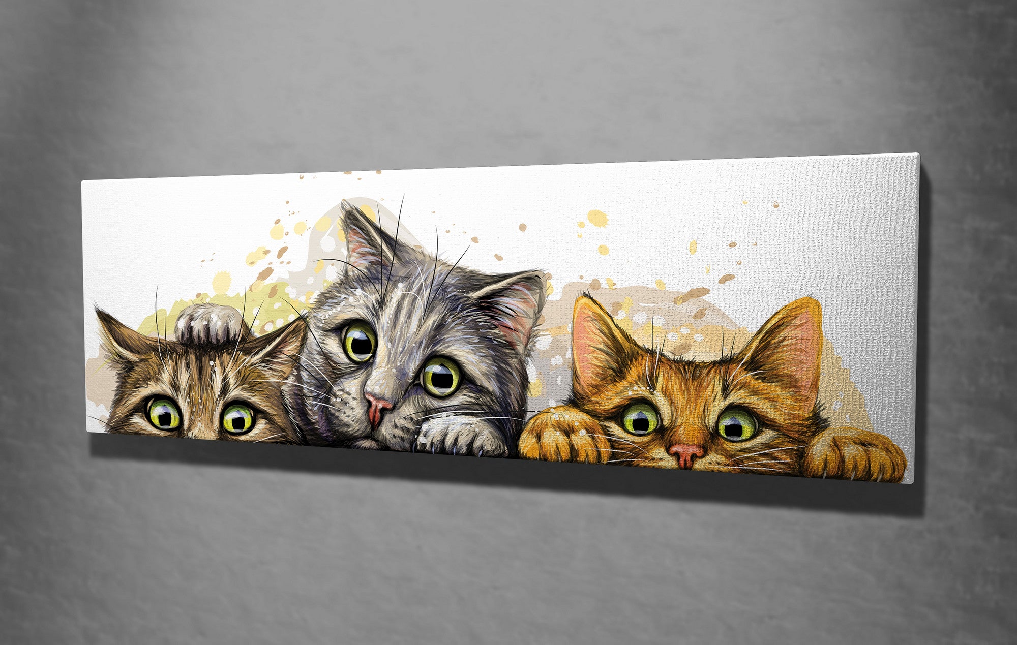 Quadro Decorativo em Tela com Moldura de Madeira - Impressão Digital Multicolor 30x80cm