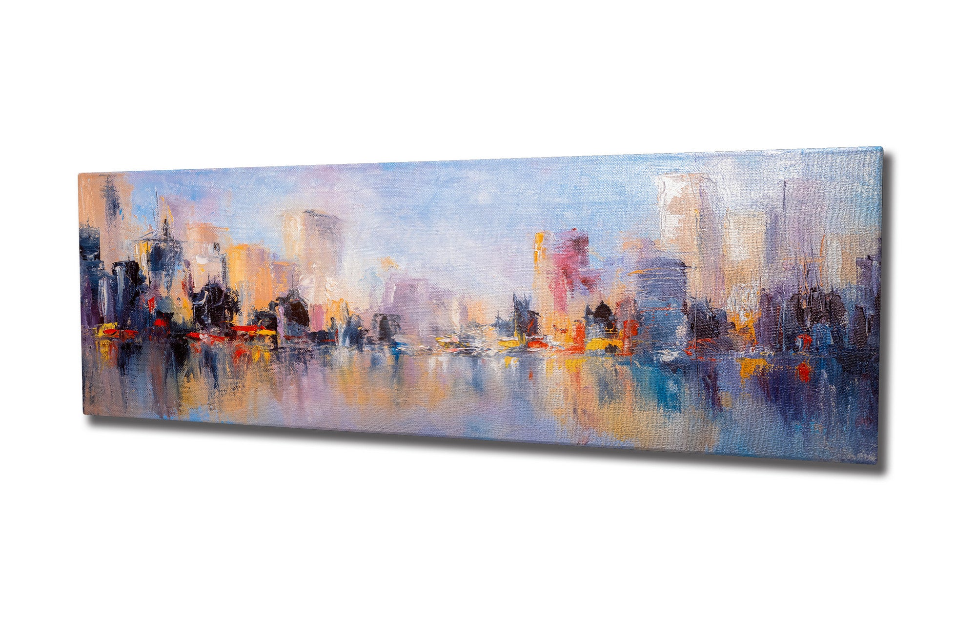 Quadro Decorativo em Tela com Moldura de Madeira - Impressão Digital Multicolor 30x80cm