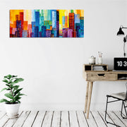 Quadro Decorativo em Tela com Moldura de Madeira - Impressão Digital Multicolor 30x80cm